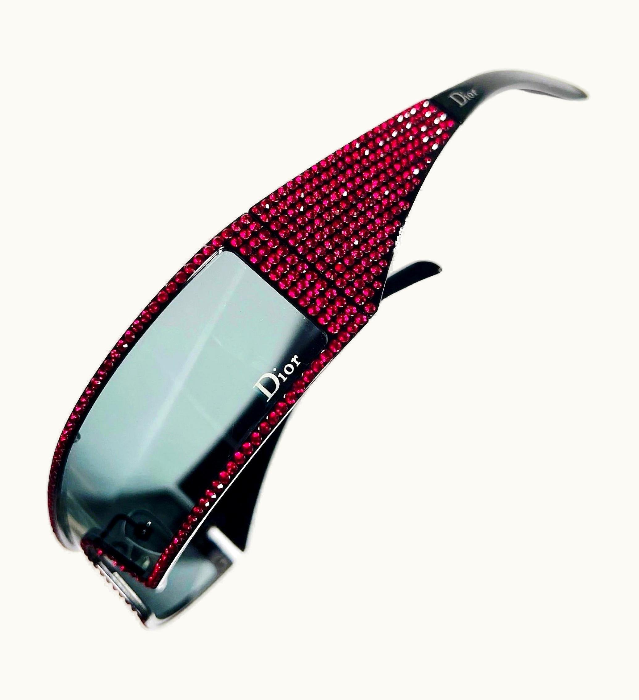 Dior Dior Spring 2003 Punk Swarovski Sunglasses In Red