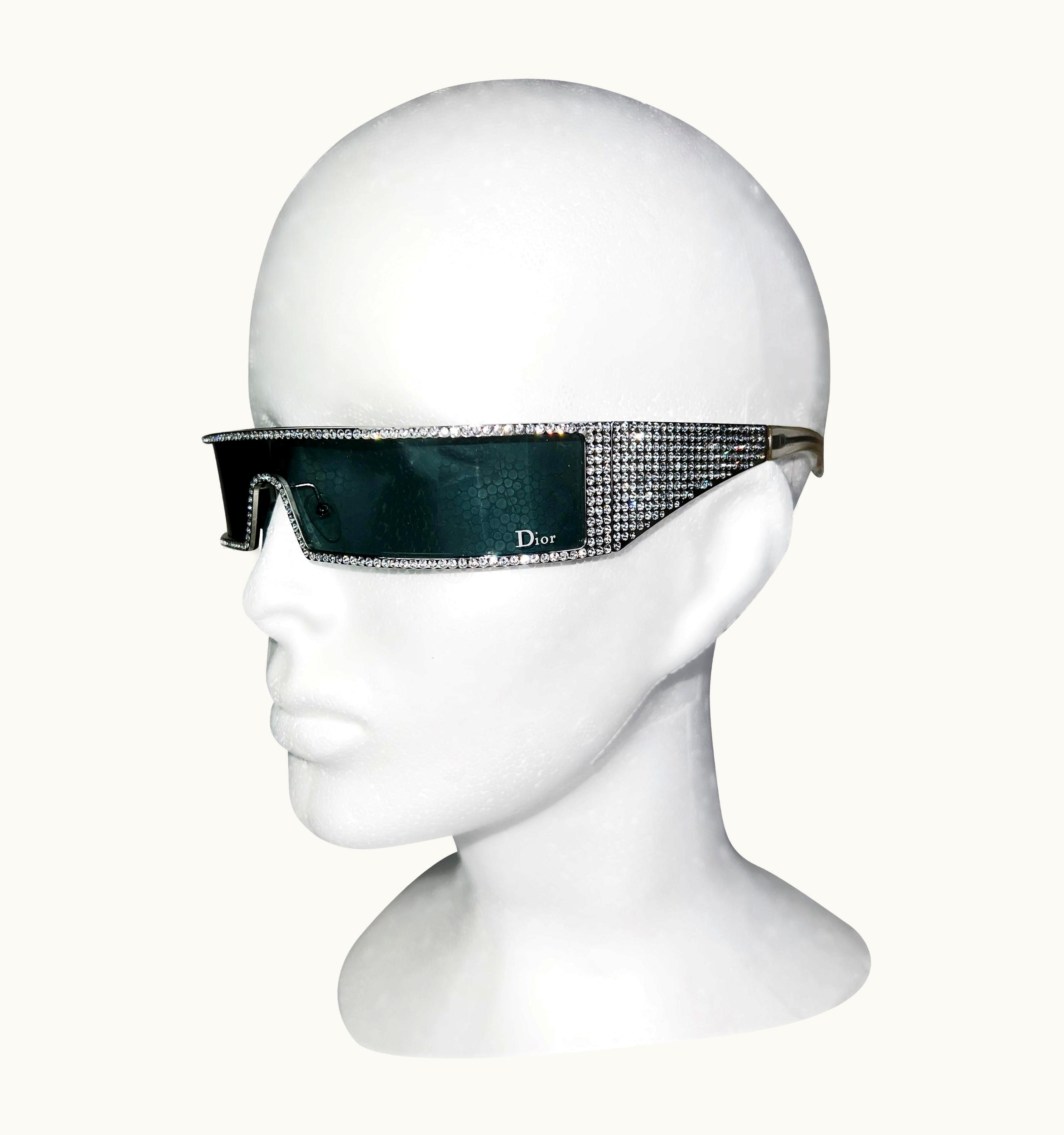 Dior Dior By John Galliano Spring 2003 Punk Swarovski Sunglasses In Clear