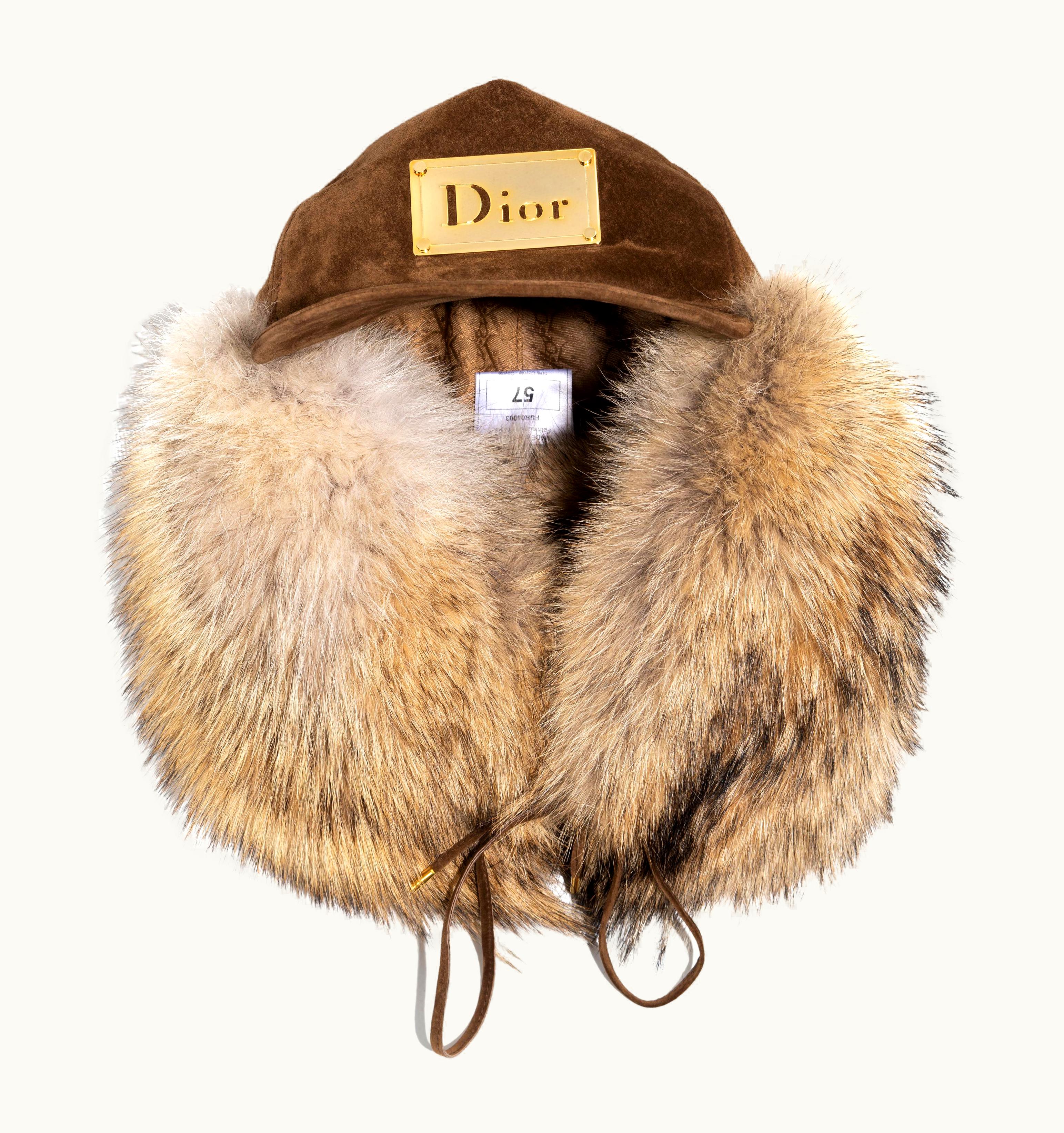 Dior Christian Dior By John Galliano Brown Leather And Coyote Fur Hat, S/S 2002