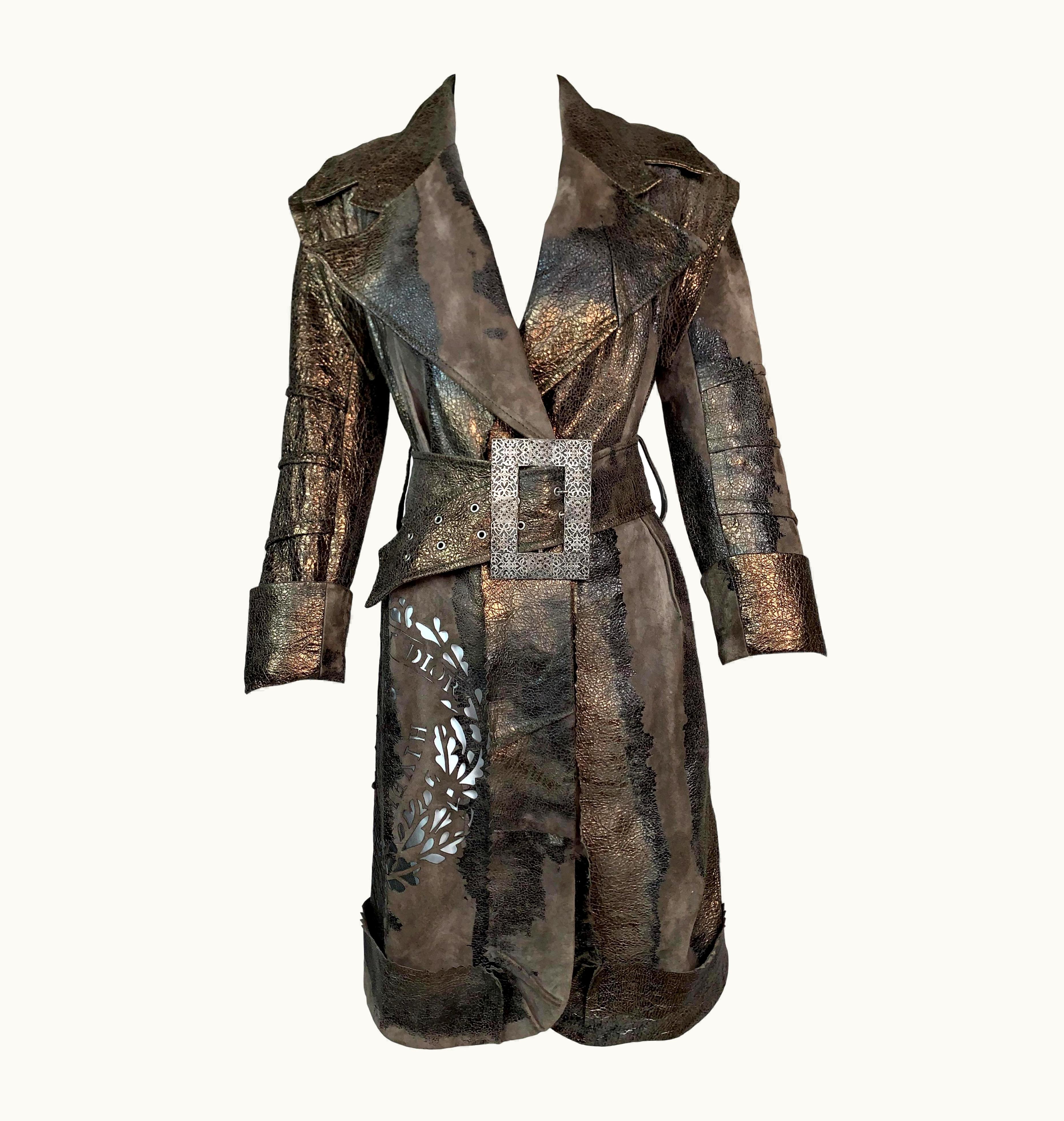 Dior AW 2006 Christian Dior John Galliano Bronze Leather Pirate Cut-Out Jacket