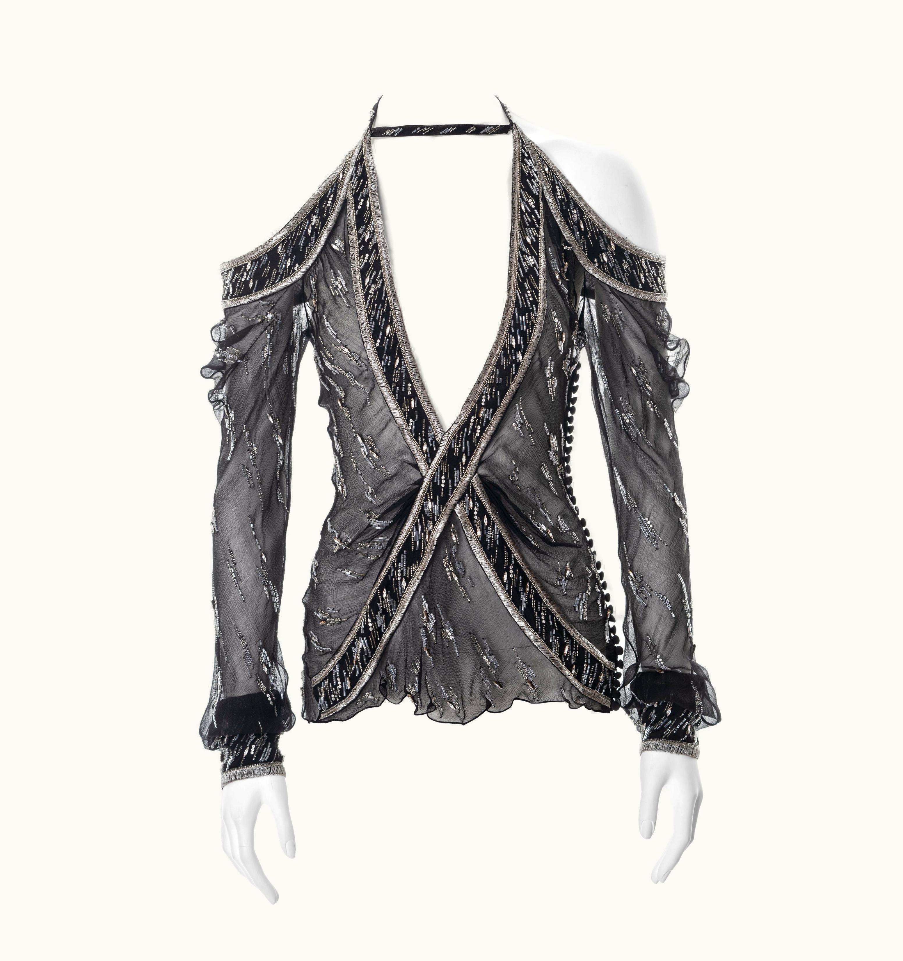 Dior Christian Dior By John Galliano Embellished Silk Evening Blouse, S/S 2005
