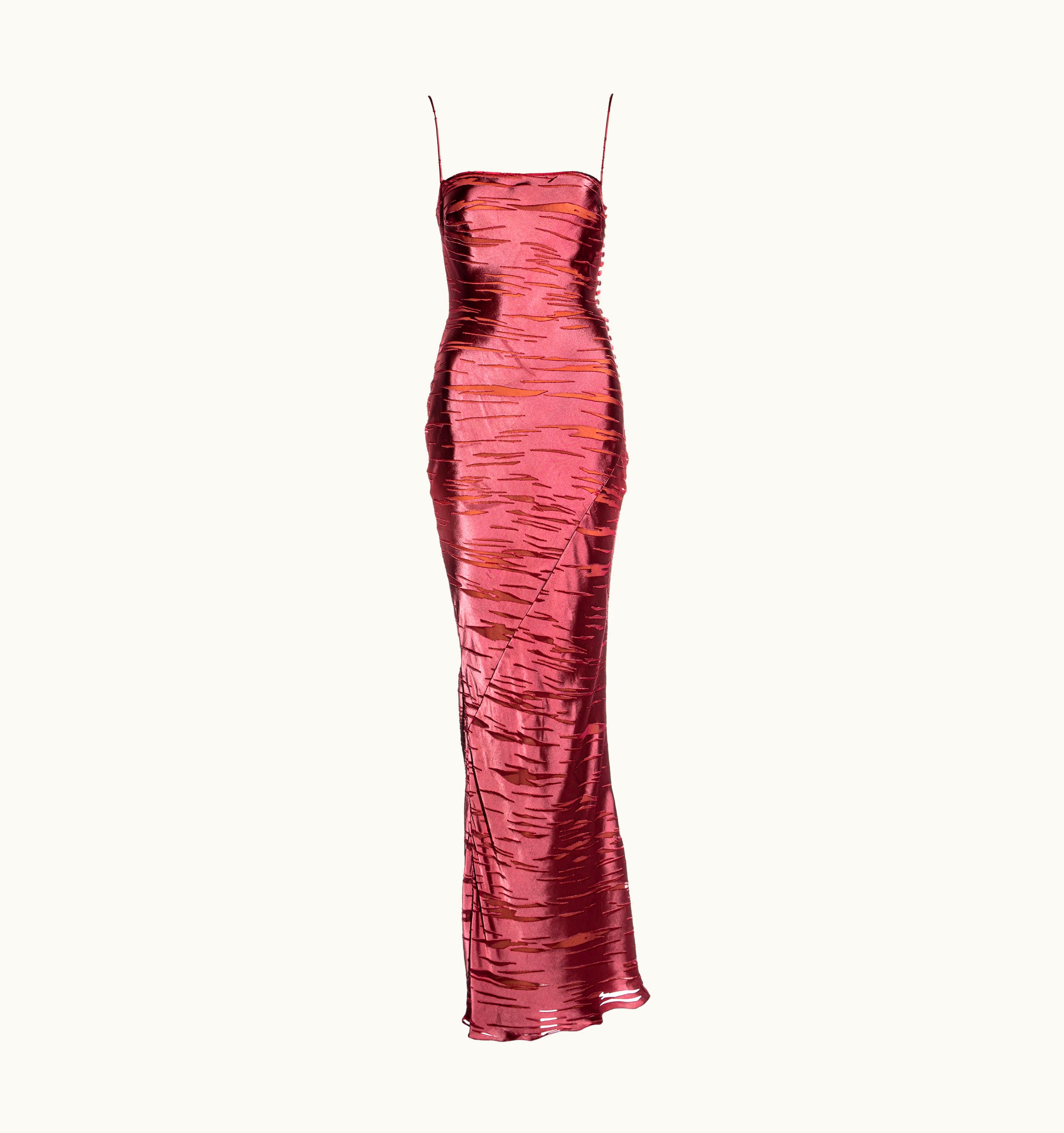 Dior Christian Dior By John Galliano Crimson Torn Silk Bias Cut Dress, AW 2000