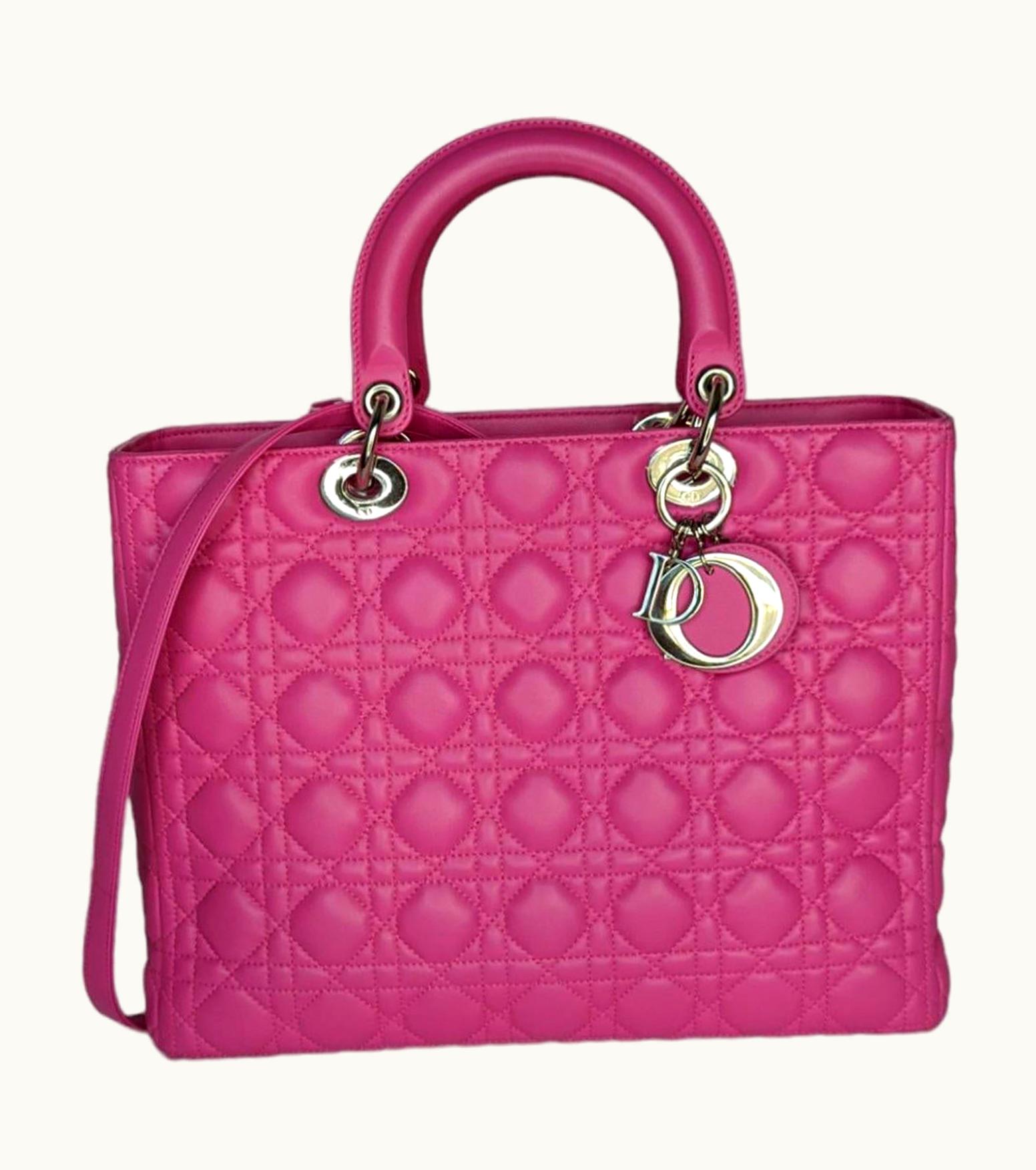 Dior Christian Dior Pink Large Cannage Lady Dior Tote