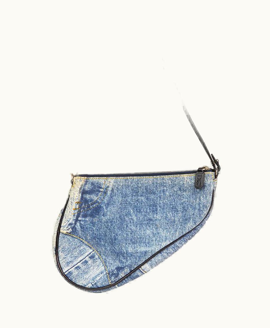 Dior Christian Dior Blue Patchwork Denim Saddle Pouch 2000