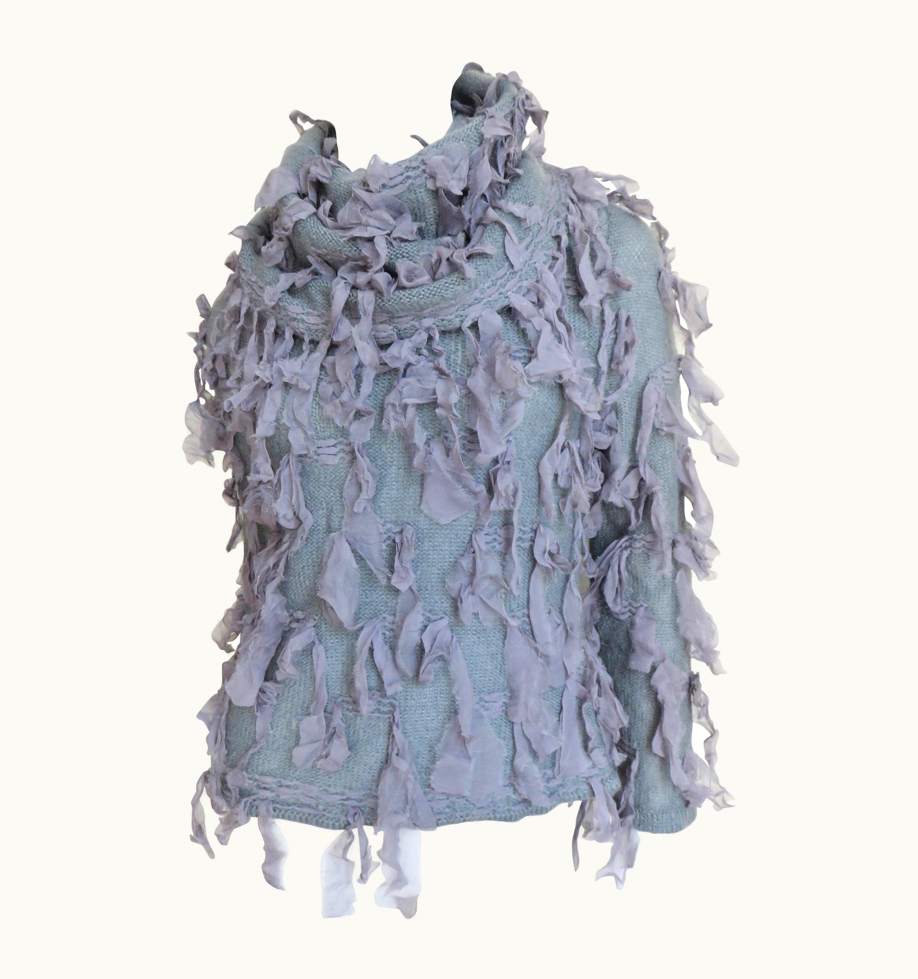 Dior John Galliano For Christian Dior Boutique Silk Ribbon Applique Sweater 1990s