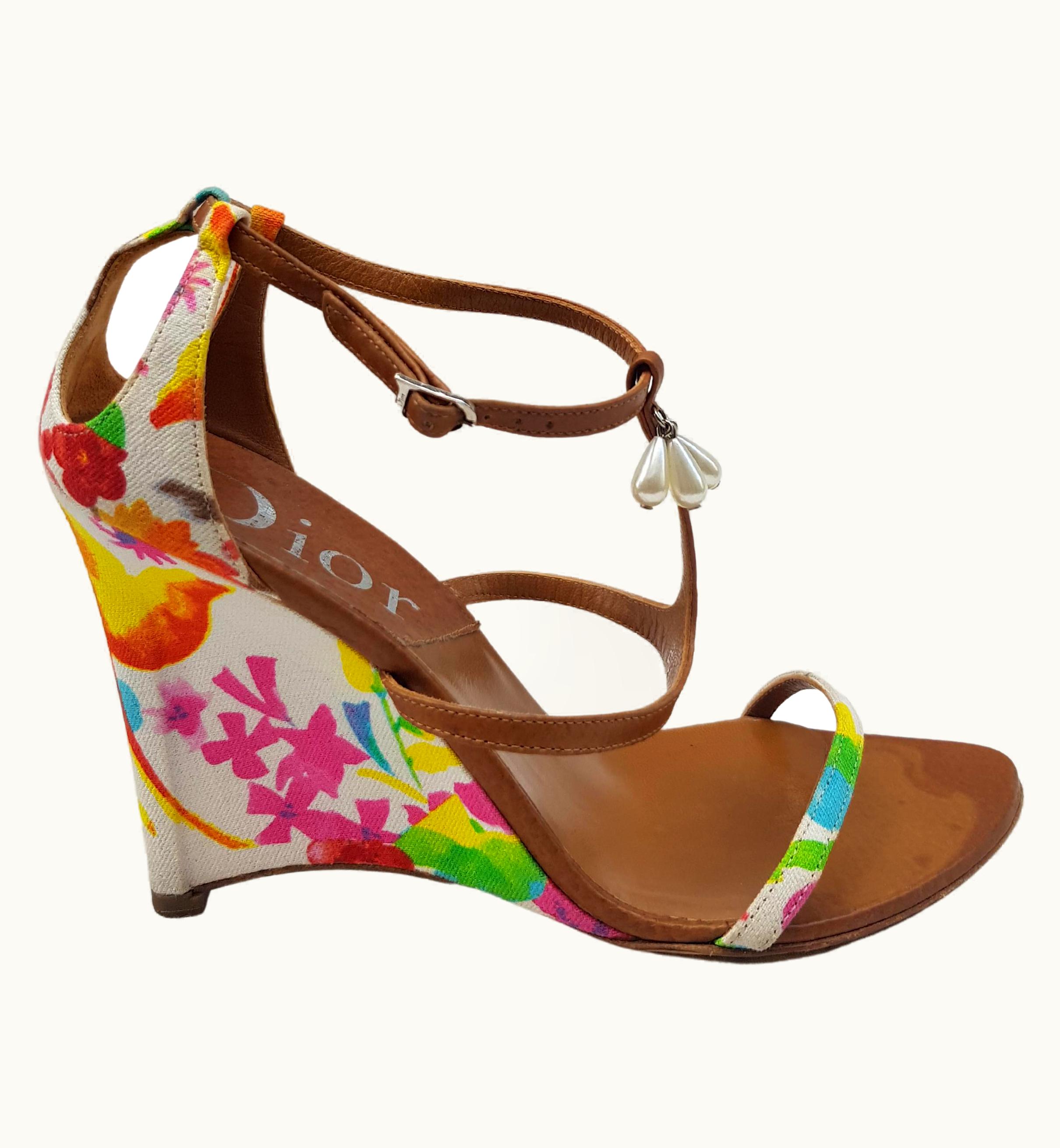 Dior Dior S/S 2005 Wedges Sandals With Floral Print By John Galliano