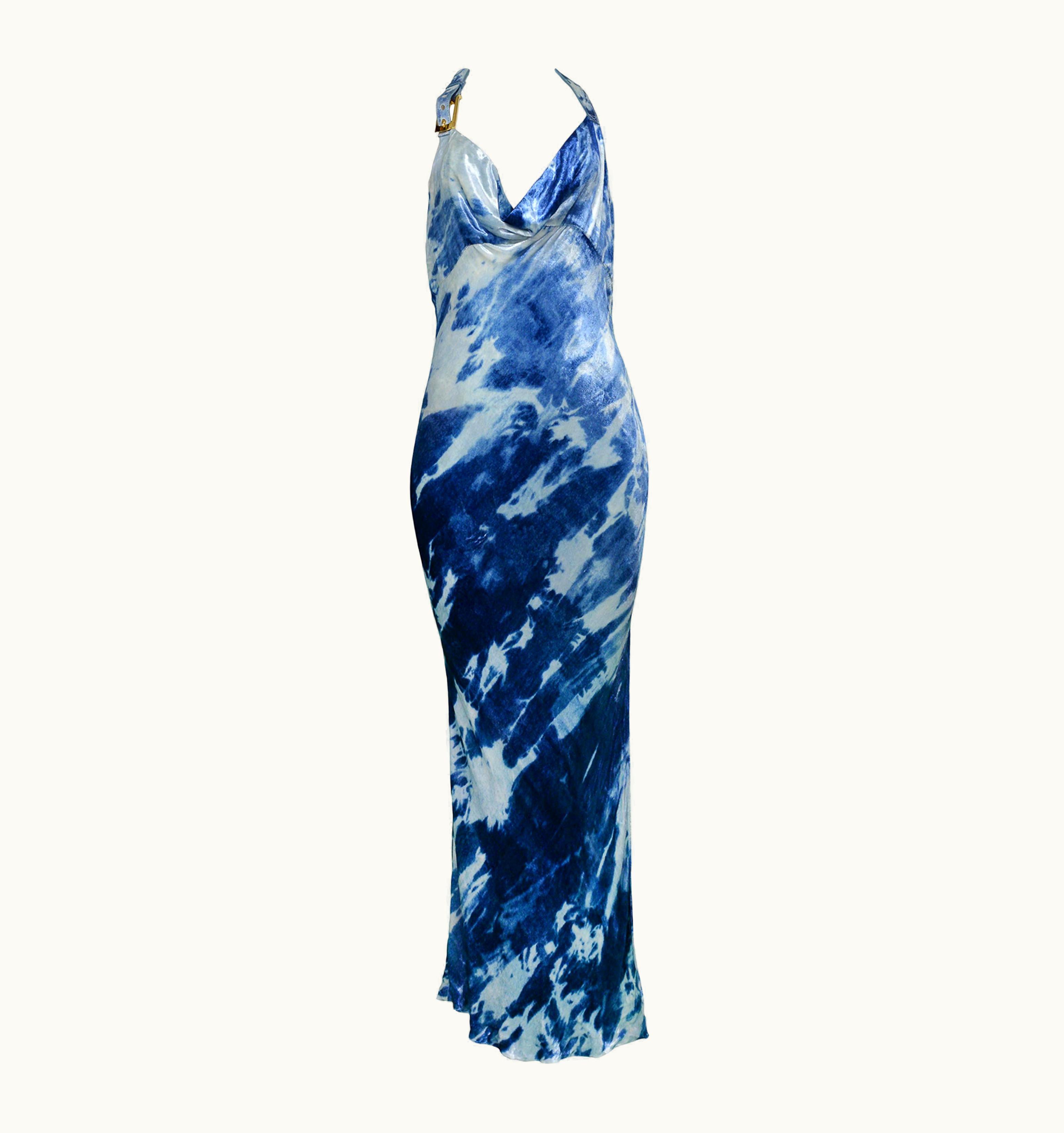 Dior Vintage John Galliano For Christian Dior 2001 Velvet Tie-Dye Gown