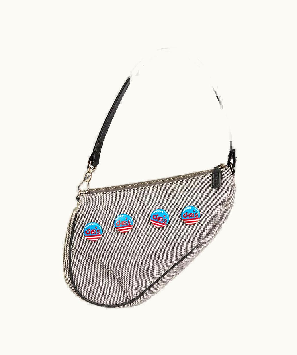 Dior 2001 Christian Dior Grey Denim Saddle Pouch