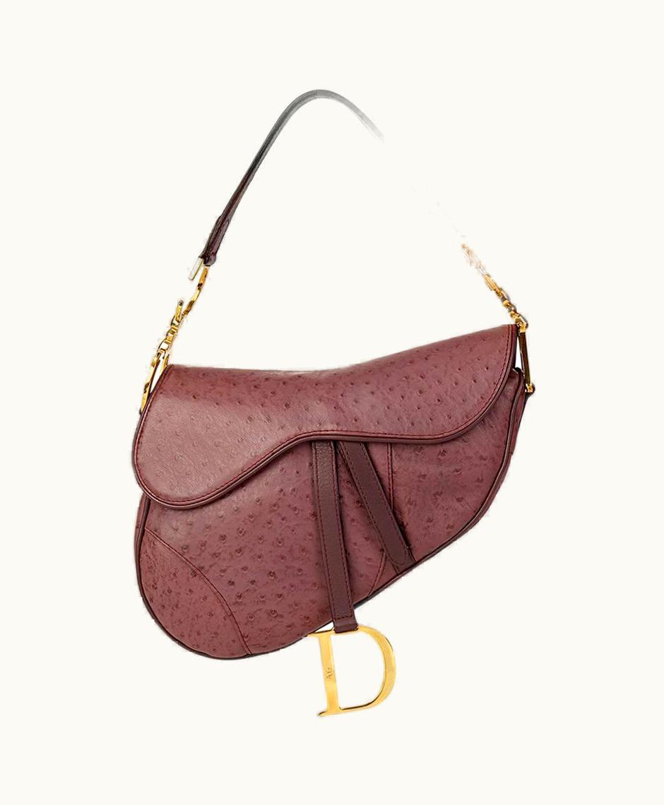 Dior 2001 Christian Dior Violet Ostrich Leather Saddle Bag UZ0570936