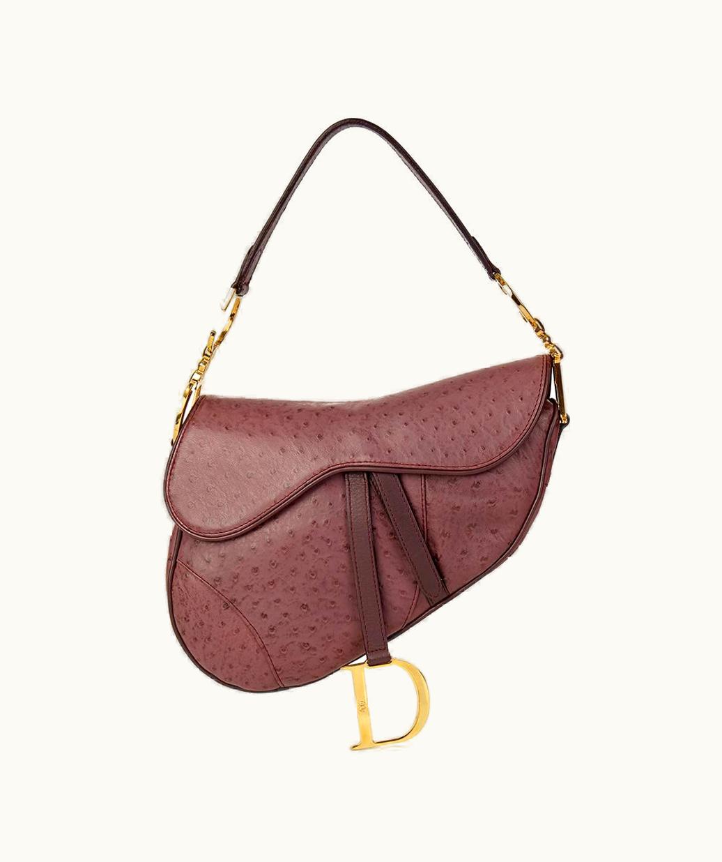 Dior 2001 Christian Dior Violet Ostrich Leather Saddle Bag UZ0570937