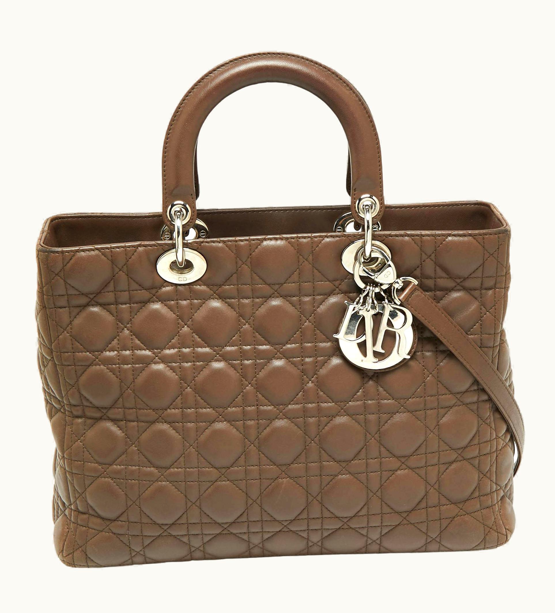 Dior Dior Brown Cannage Leather Large Lady Dior Tote UZ0570939
