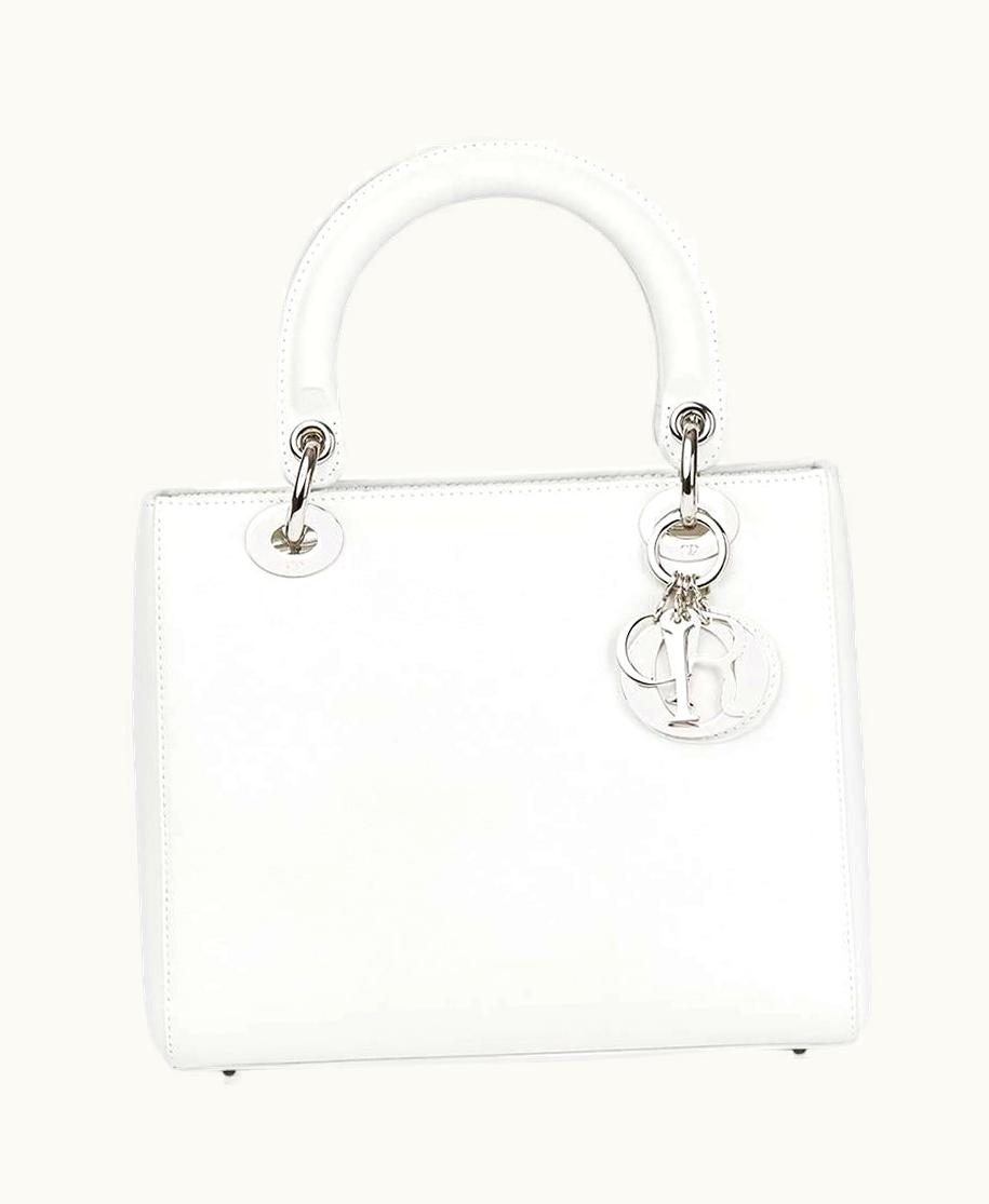 Dior Christian Dior Lady Dior White Calfskin Leather mm Bag 2003