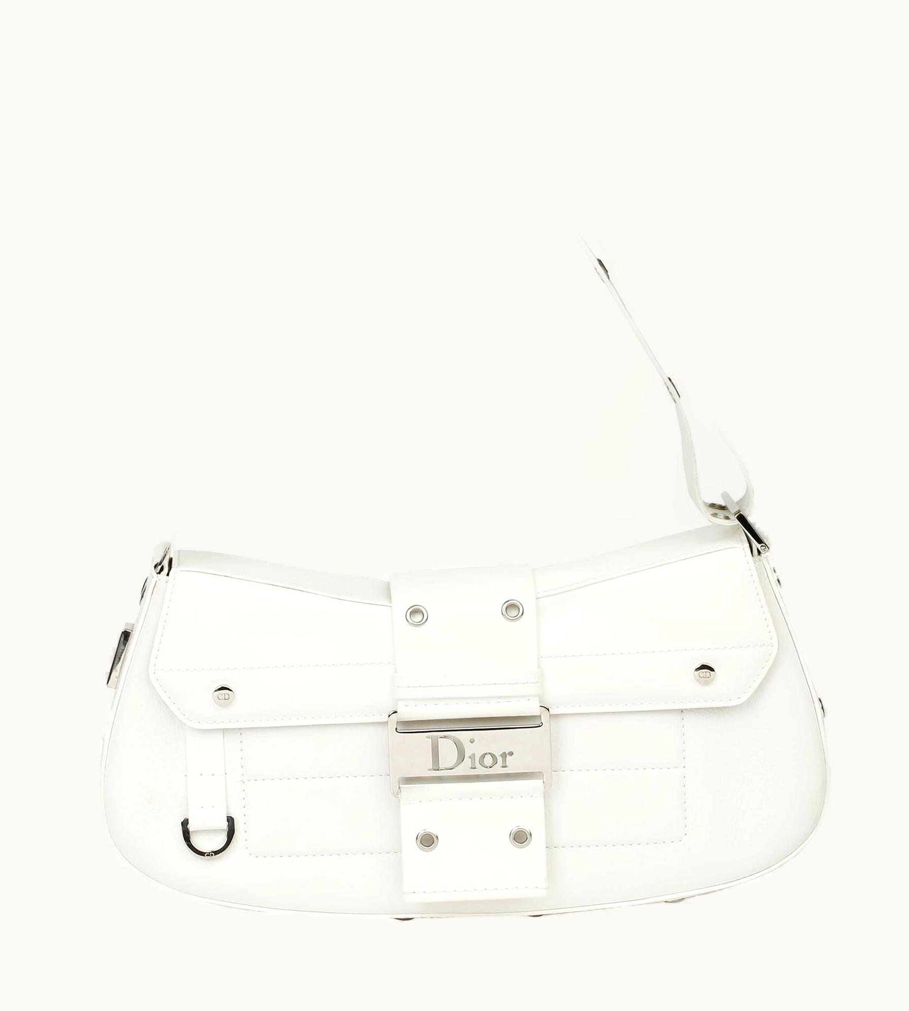Dior 2003 Christian Dior White Calfskin Leather Columbus
