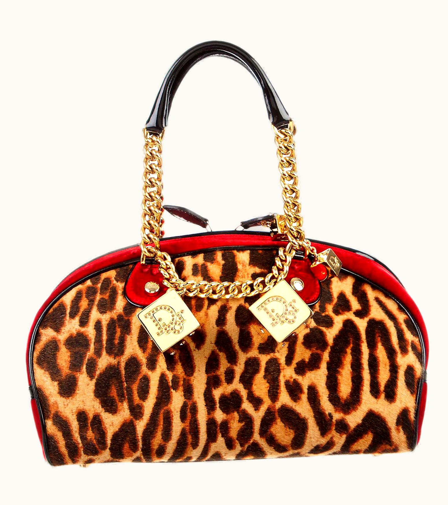 Dior Vintage Christian Dior Iconic Leopard Gambler Bag 2004