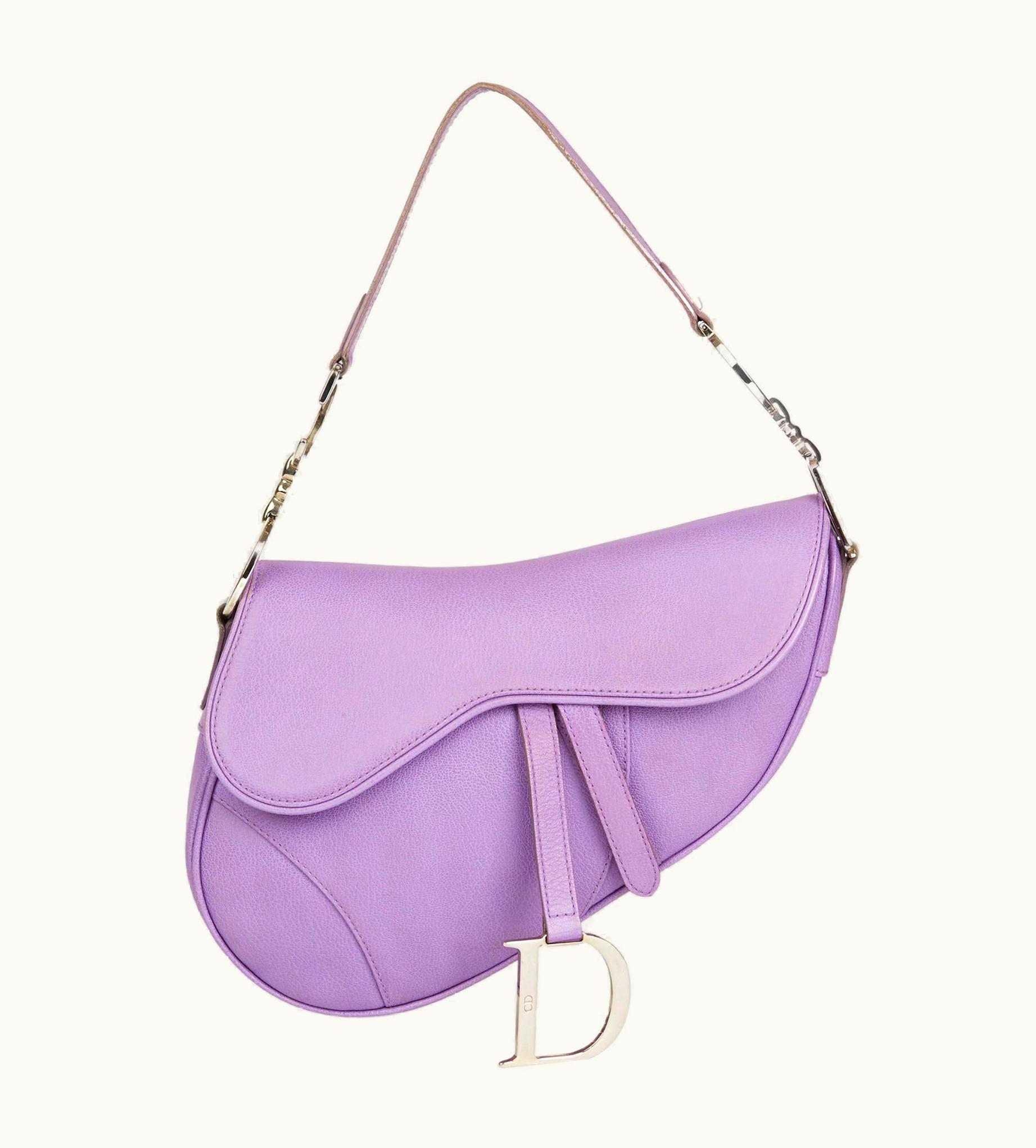 Dior 2004 Christian Dior Lilac Calfskin Leather Saddle Bag