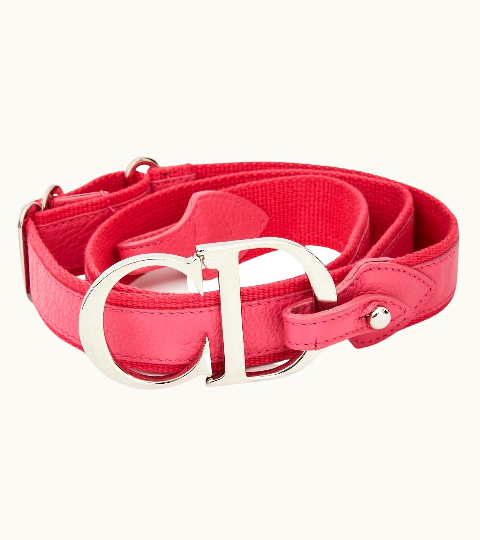 Dior Dior Vintage Pink Leather Cd Logo Adjustable Belt ( 2005