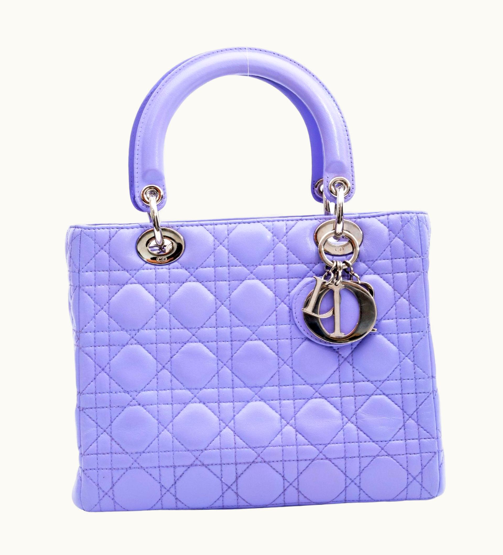 Dior Dior Lilac Leather Cannage Lady Dior Hand Bag Small 2005