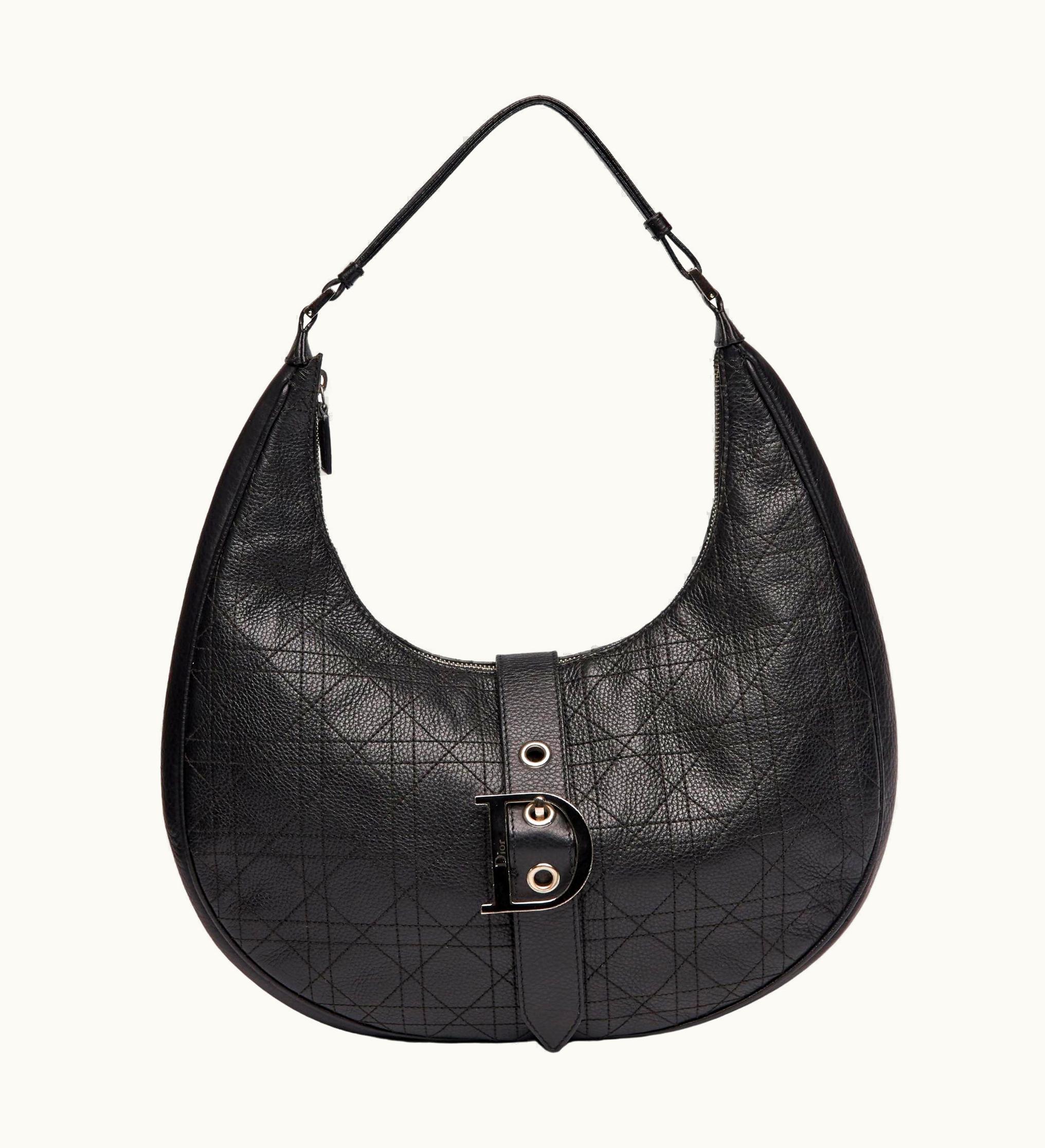 Dior Dior Black Cannage Leather Croissant Hobo Bag (2005)