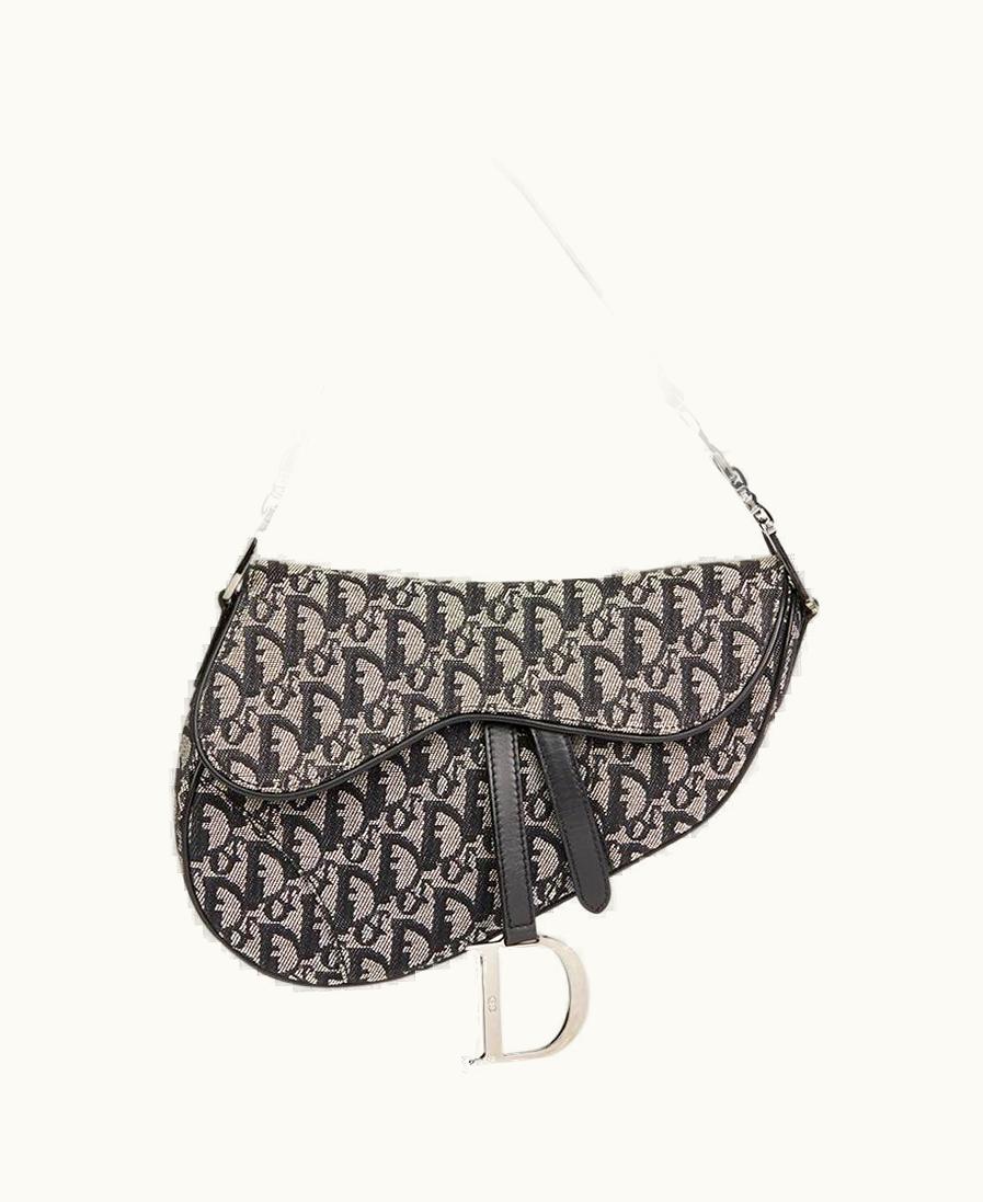 Dior 2006 Christian Dior Black Monogram Canvas Saddle Bag