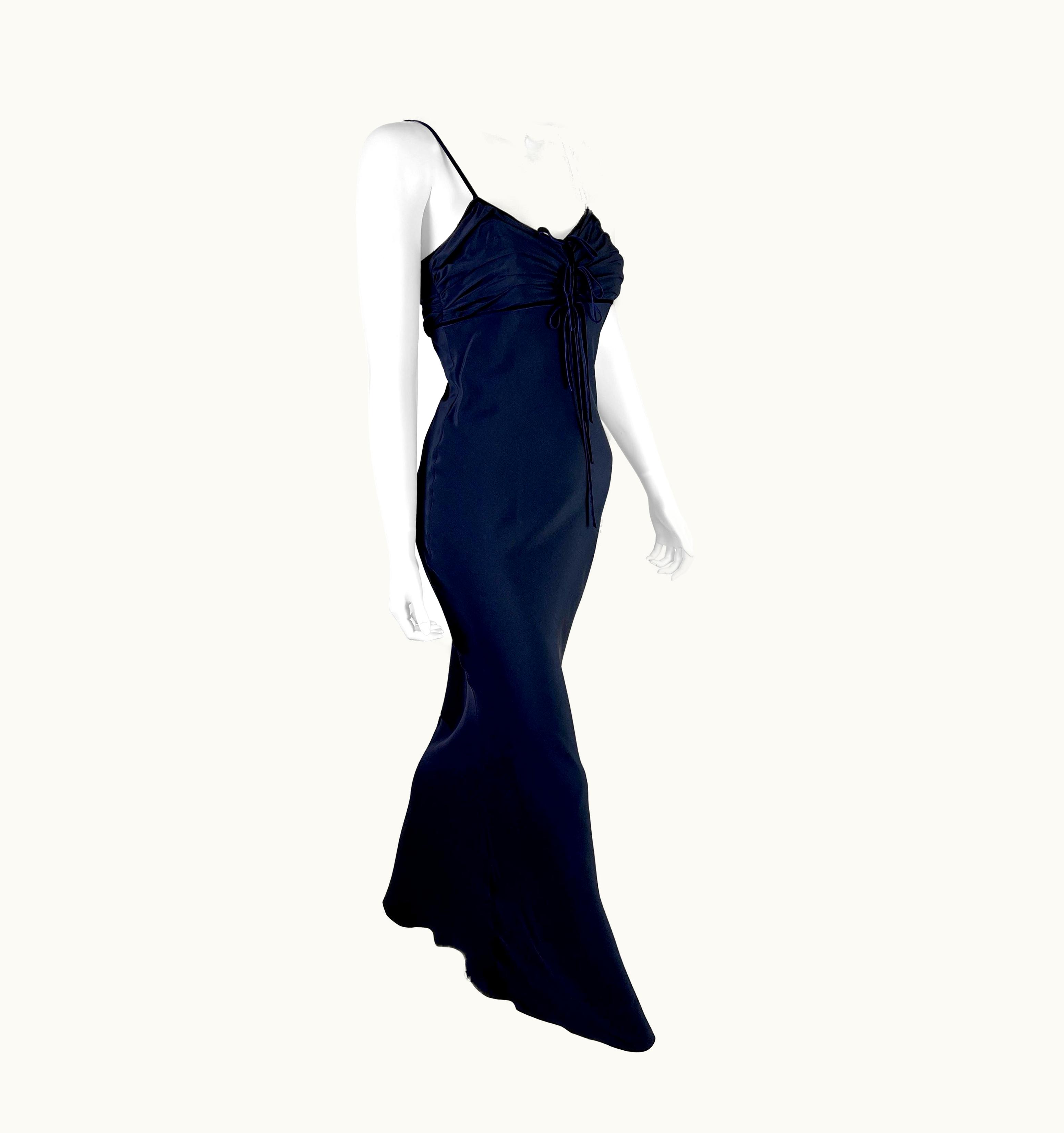 Dior Dior Spring 2006 Dark Blue Silk Dress