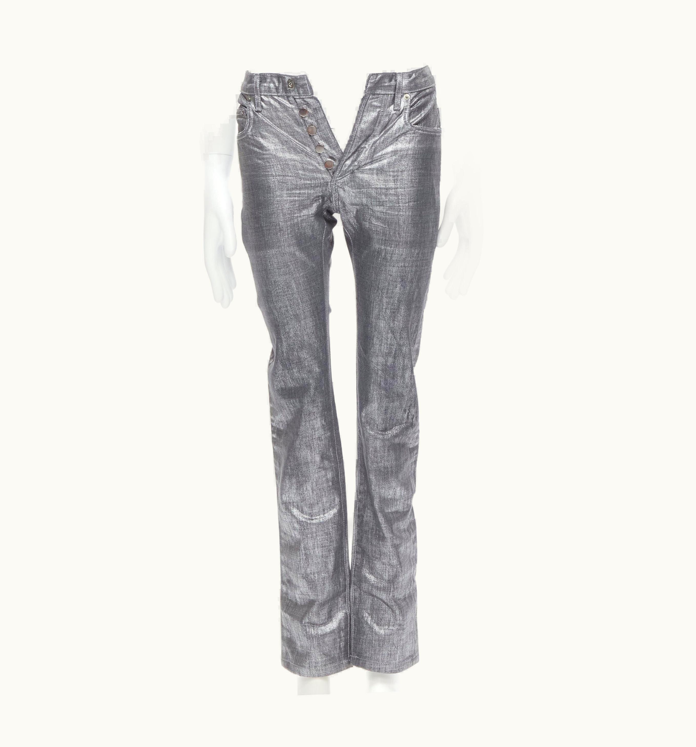 Dior Dior Homme Hedi Slimane 2006 Radioactive Silver Painted Skinny Jeans