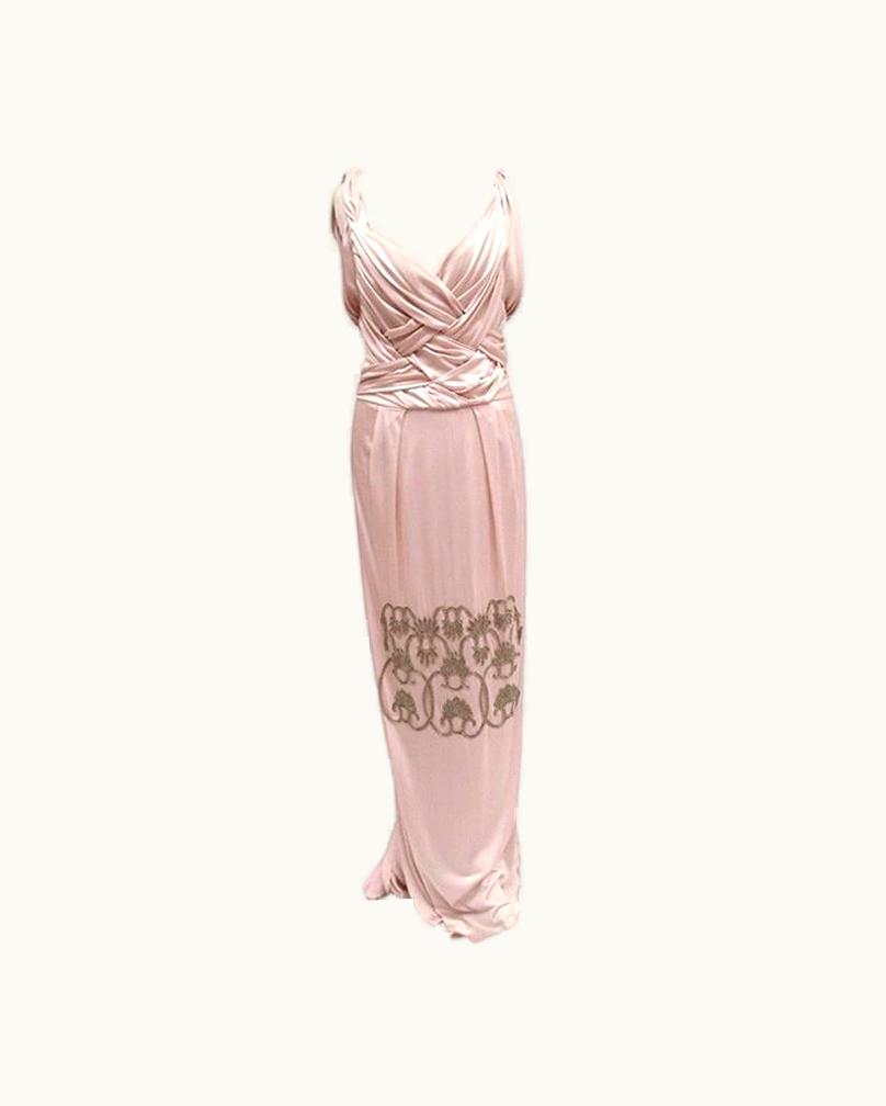 Dior 2007 John Galliano For Christian Dior Embellished Nude Dress Gown UZ0571050