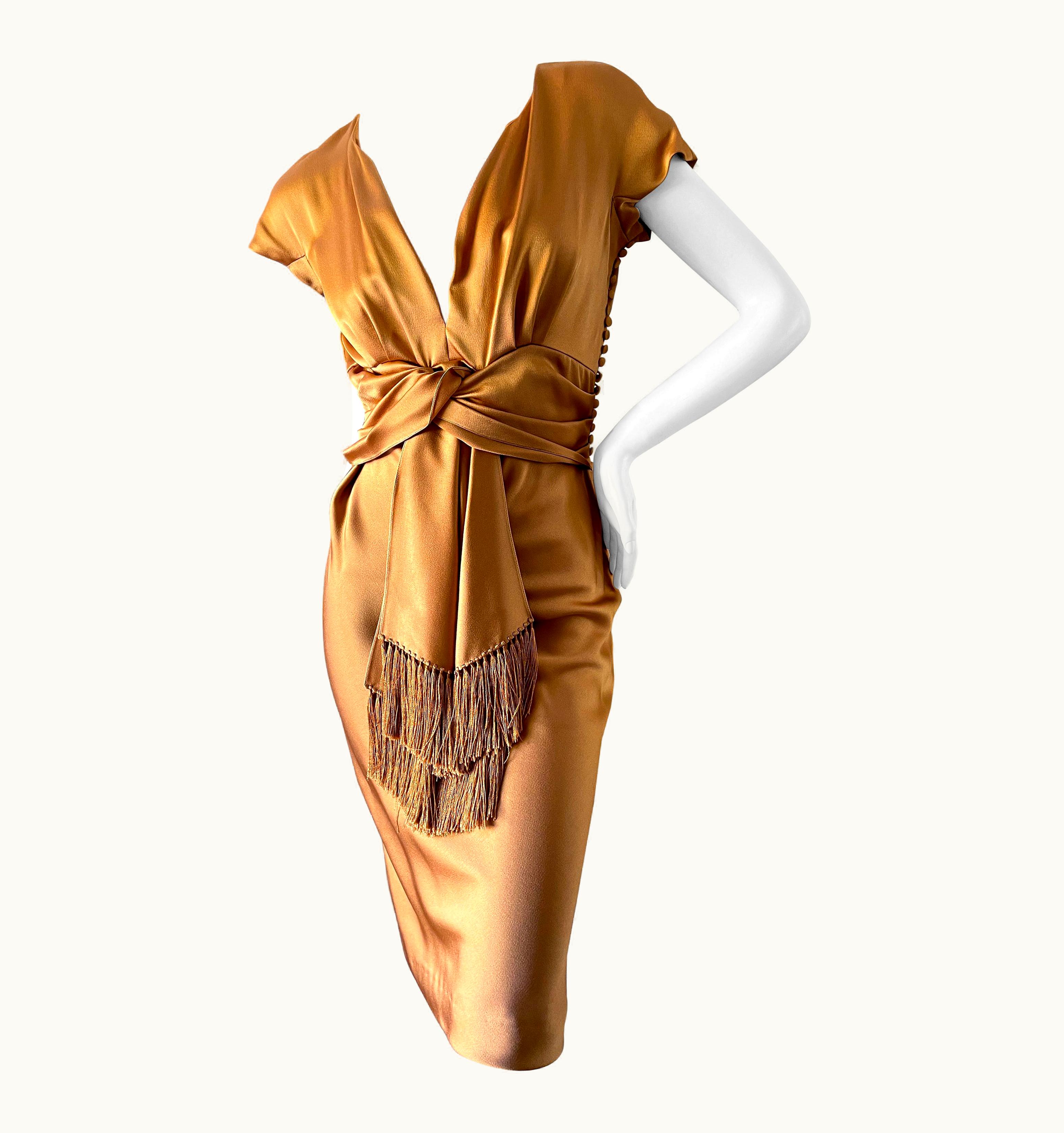 Dior Christian Dior By John Galliano 2007 Gold Dress With Fringe Details