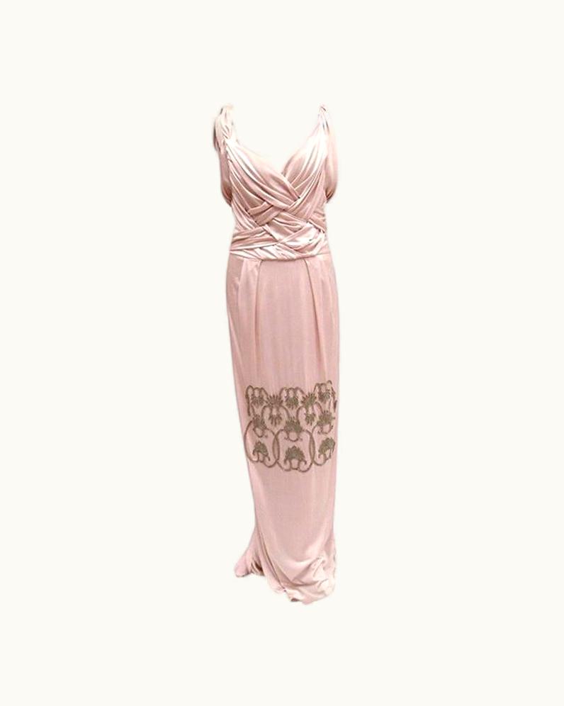Dior 2007 John Galliano For Christian Dior Embellished Nude Dress Gown UZ0571059