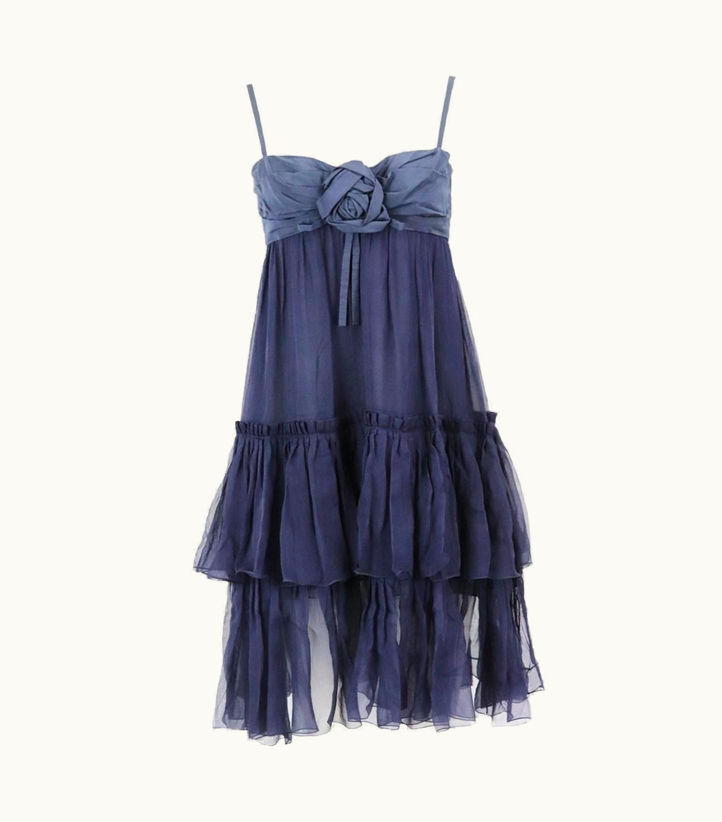 Dior Christian Dior 2008 Tiered Silk Georgette Mini Dress Uk