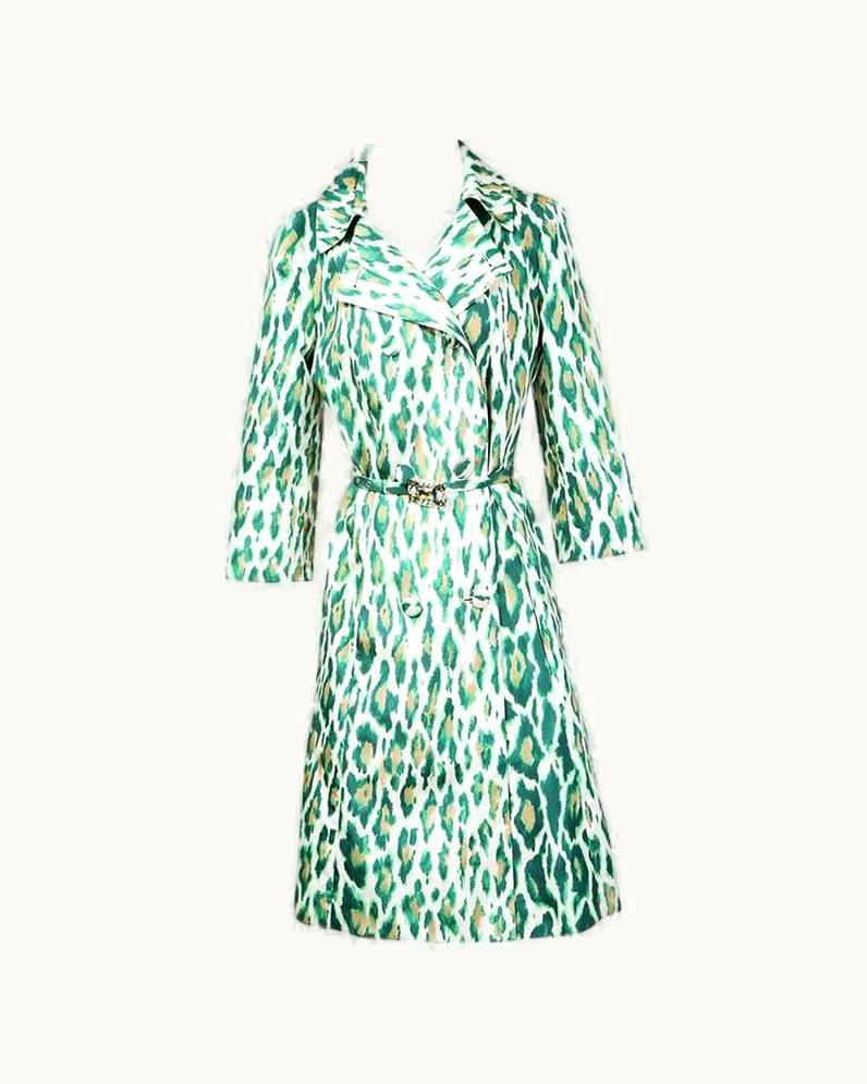 Dior Galliano For Dior Green Leopard Print Trench Coat Resort 2008