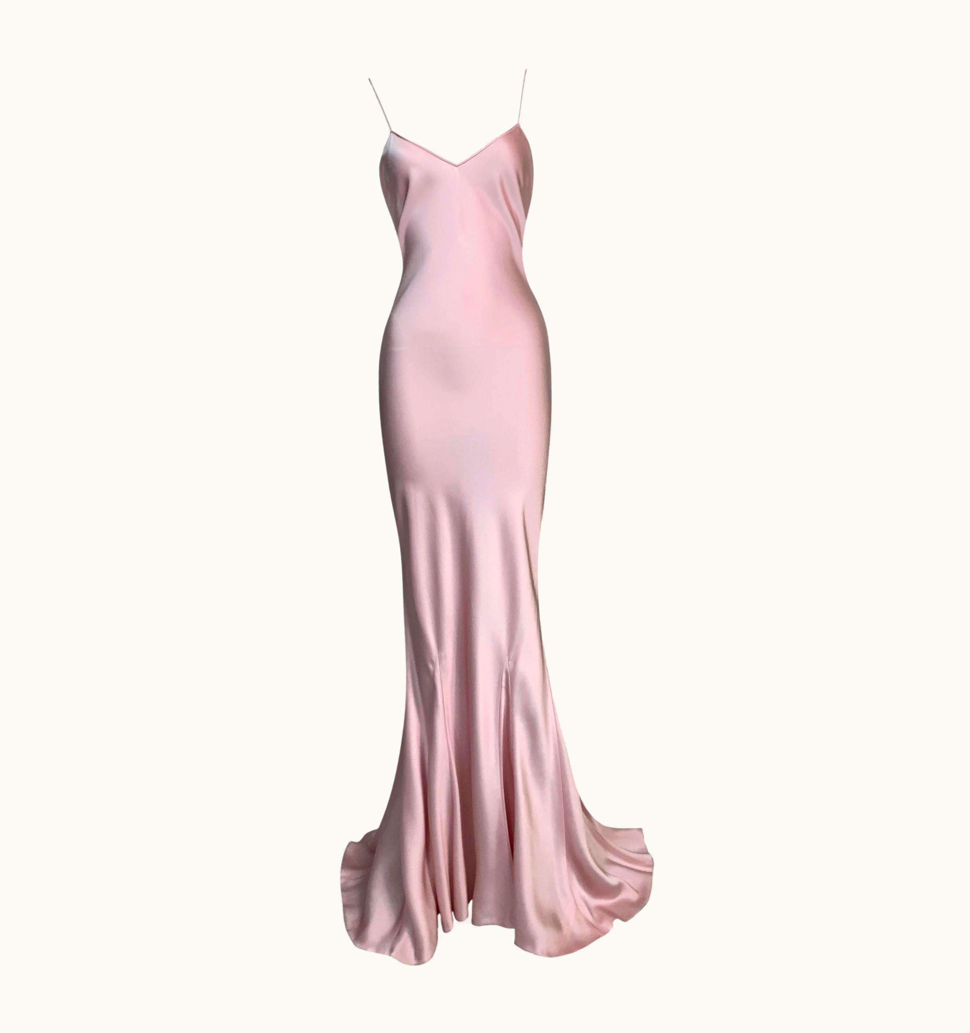 Dior S/S 2008 Christian Dior John Galliano Runway Pastel Pink Satin Long Gown Dress