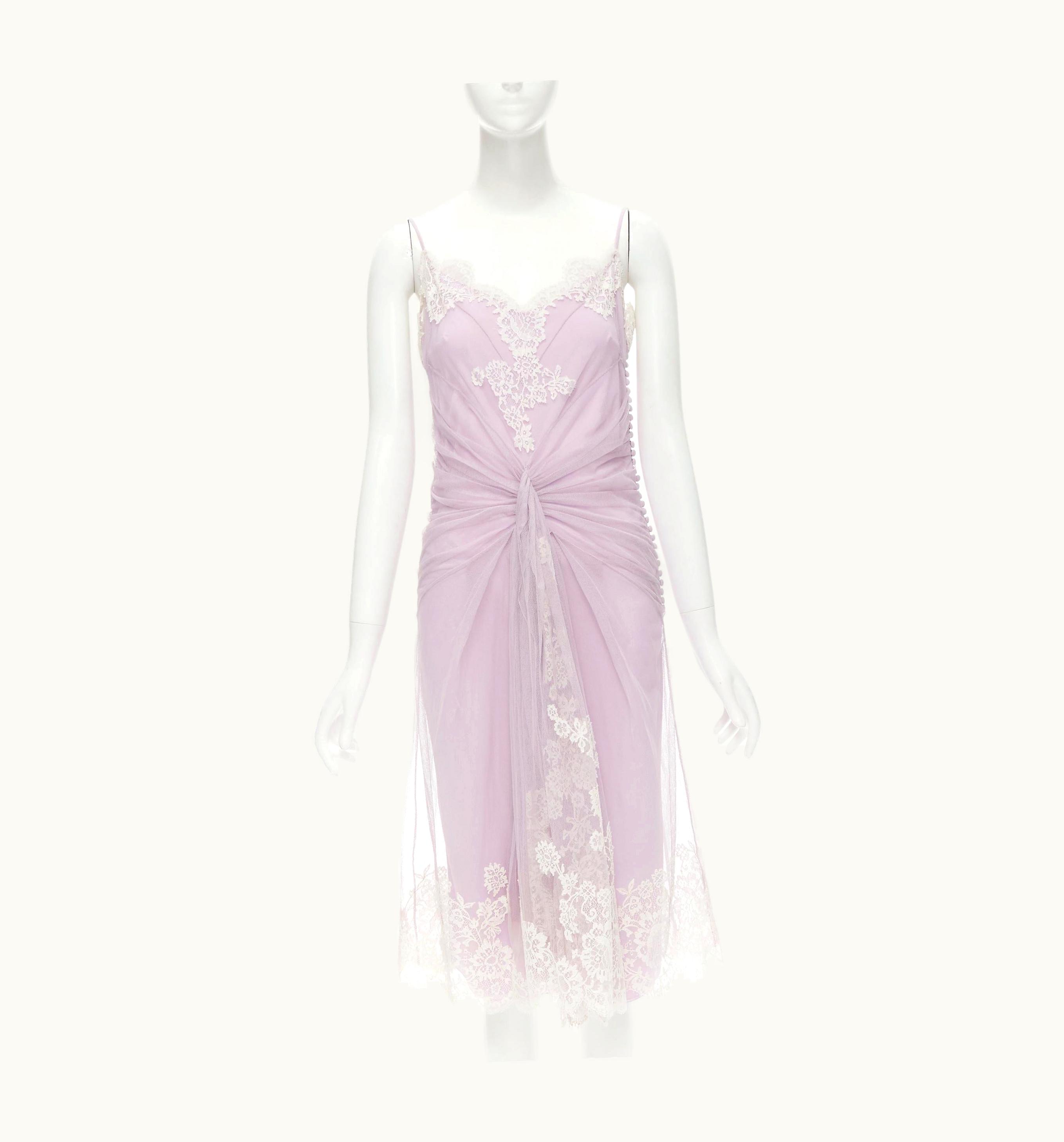 Dior Christian Dior John Galliano 2008 Vintage Runway Purple Lace Tulle Dress