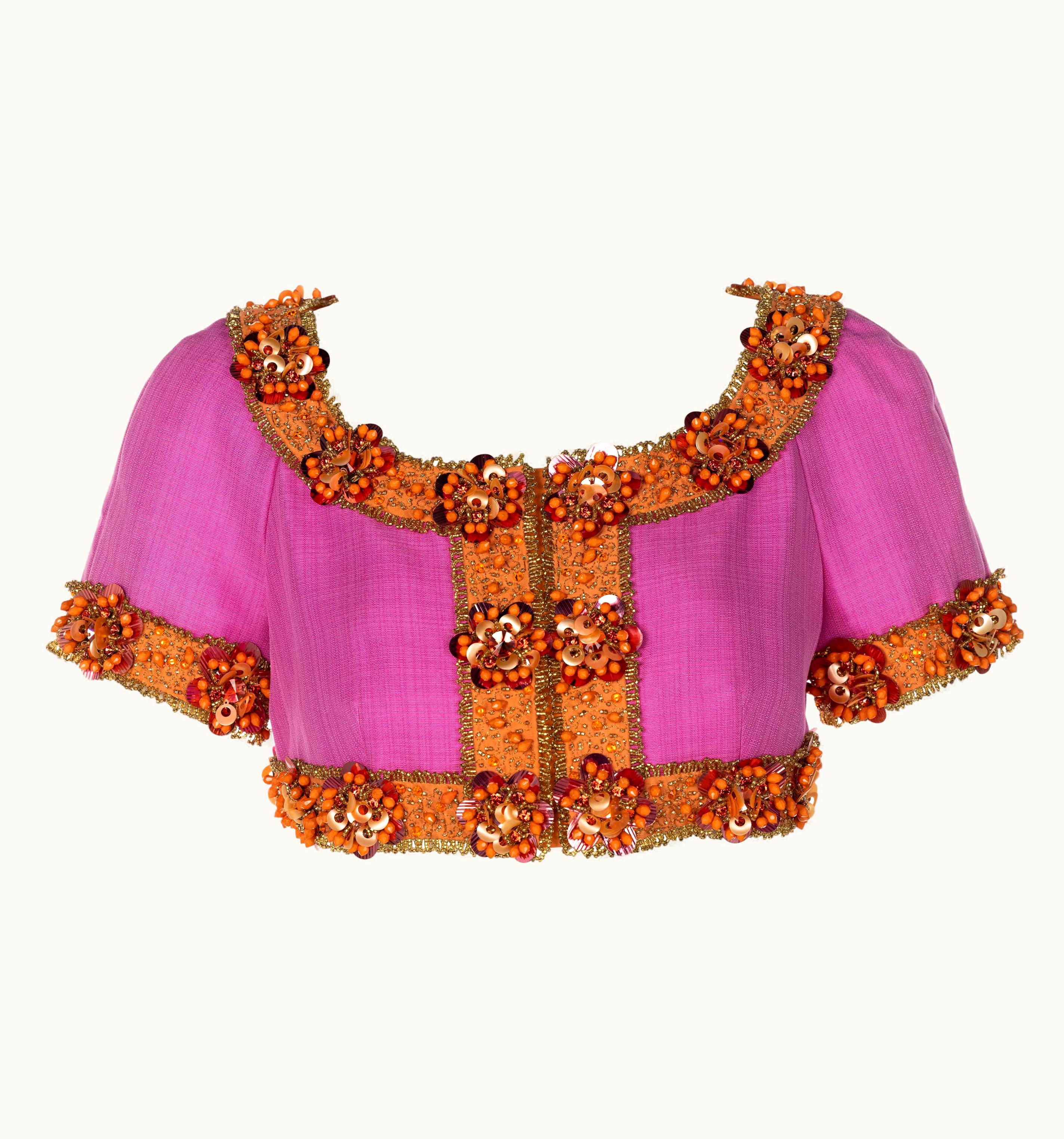 Dior Christian Dior Pink Beaded Cropped Jacket Top Demi Couture Resort 2009