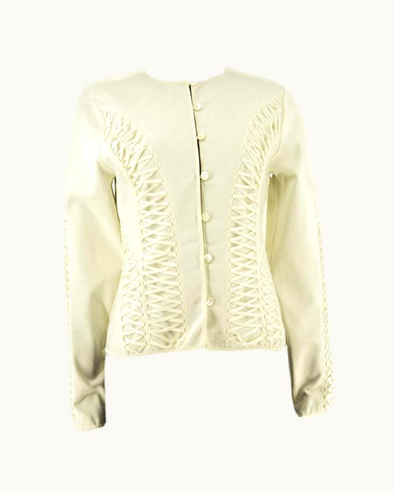 Dior Ivory Christian Dior Lace-Up Knitted Jacket Circa 2010