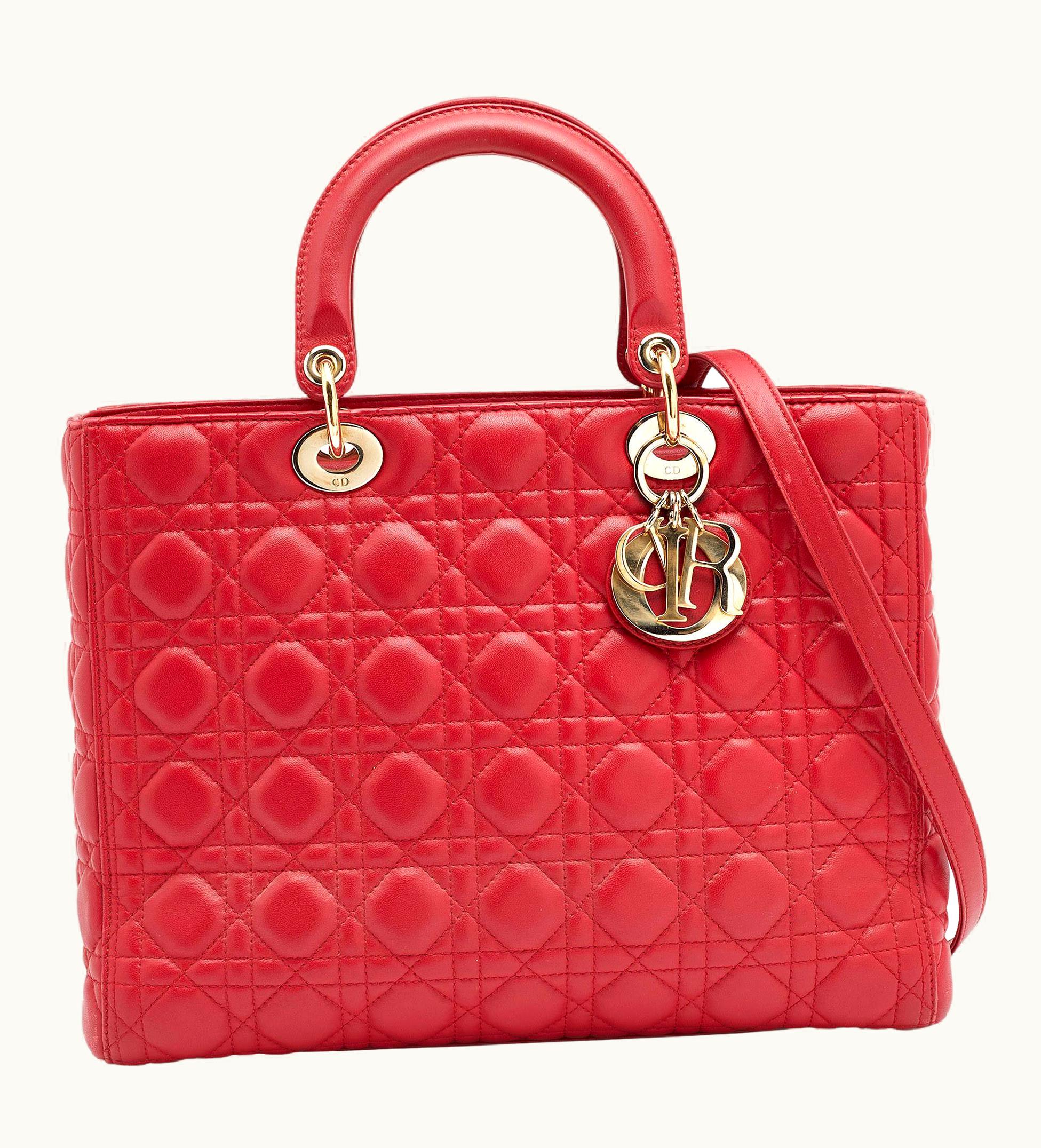 Dior Dior Red Leather Large Lady Dior Tote UZ0571092