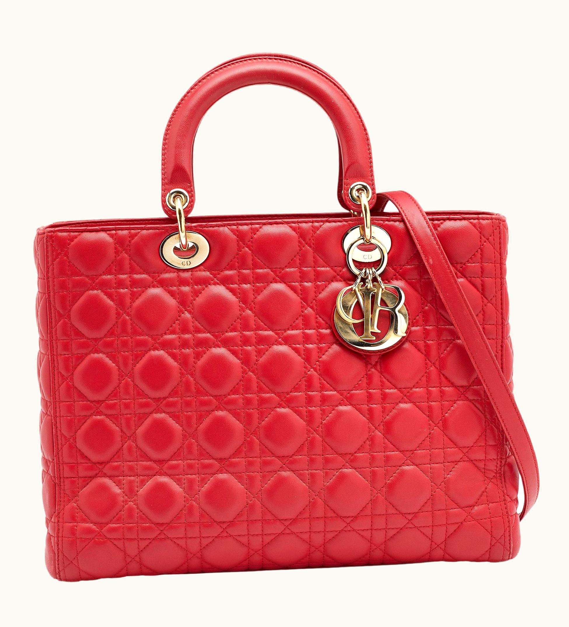 Dior Dior Red Leather Large Lady Dior Tote UZ0571093