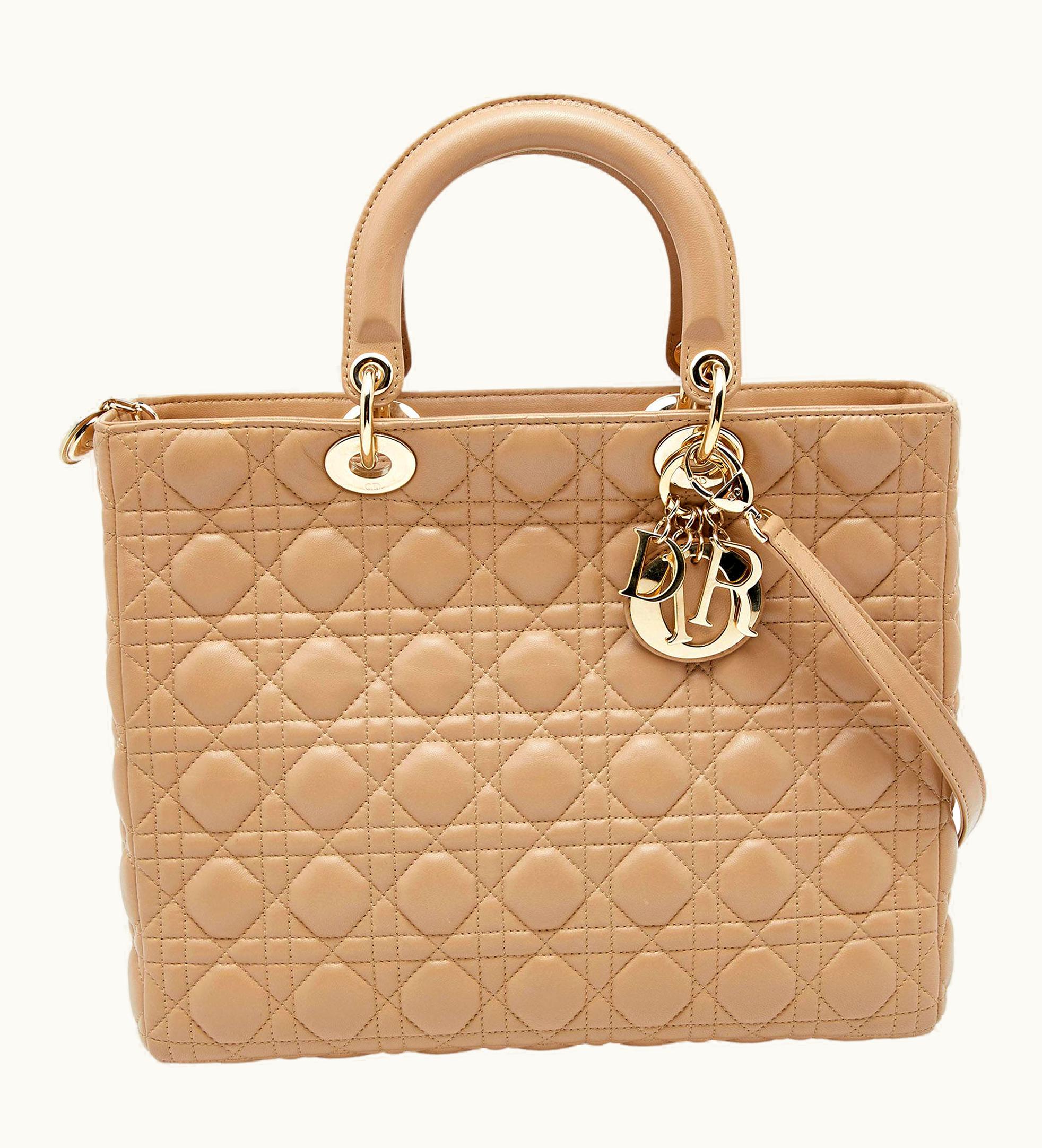 Dior Dior Beige Cannage Leather Large Lady Dior Tote UZ0571099