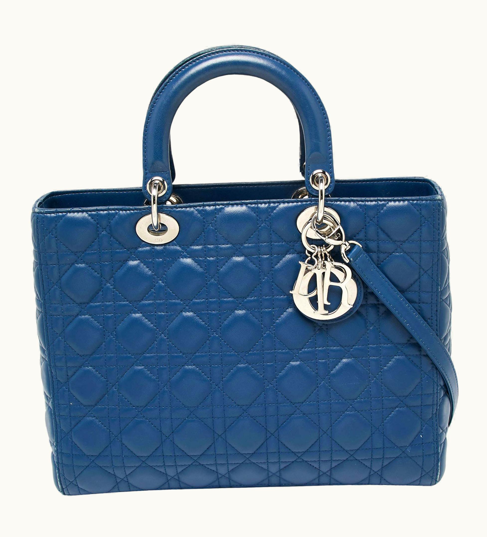 Dior Dior Blue Cannage Leather Large Lady Dior Tote UZ0571100
