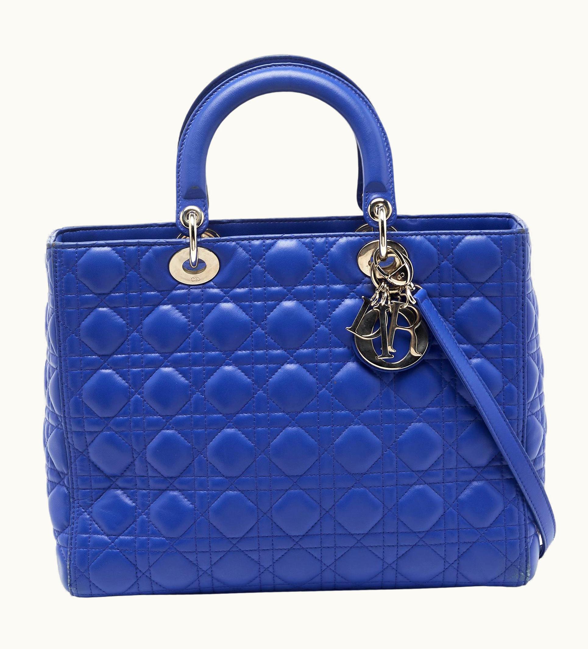 Dior Dior Blue Cannage Leather Large Lady Dior Tote UZ0571103