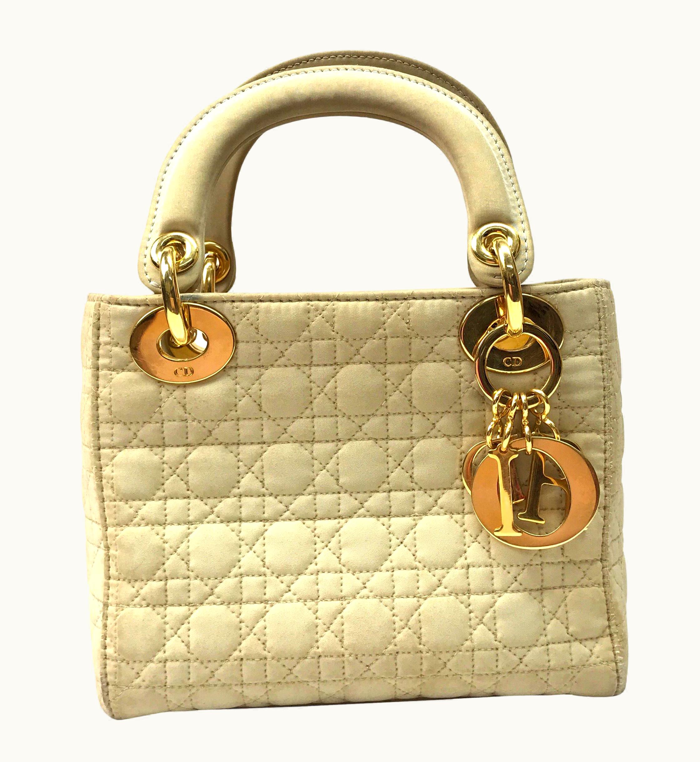 Dior Christian Dior Nude Fabric Small Lady Dior Handbag