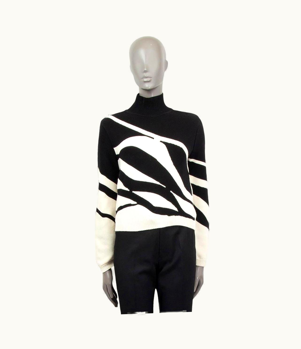 Dior Christian Dior Black & Beige Wool 2015 Turtleneck Sweater