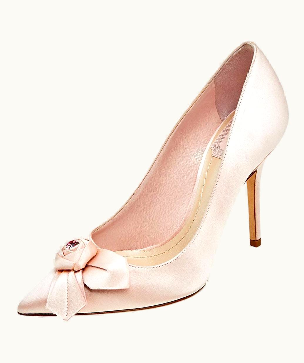 Dior Dior Blush Pink Satin Rose Pointed Toe Pumps