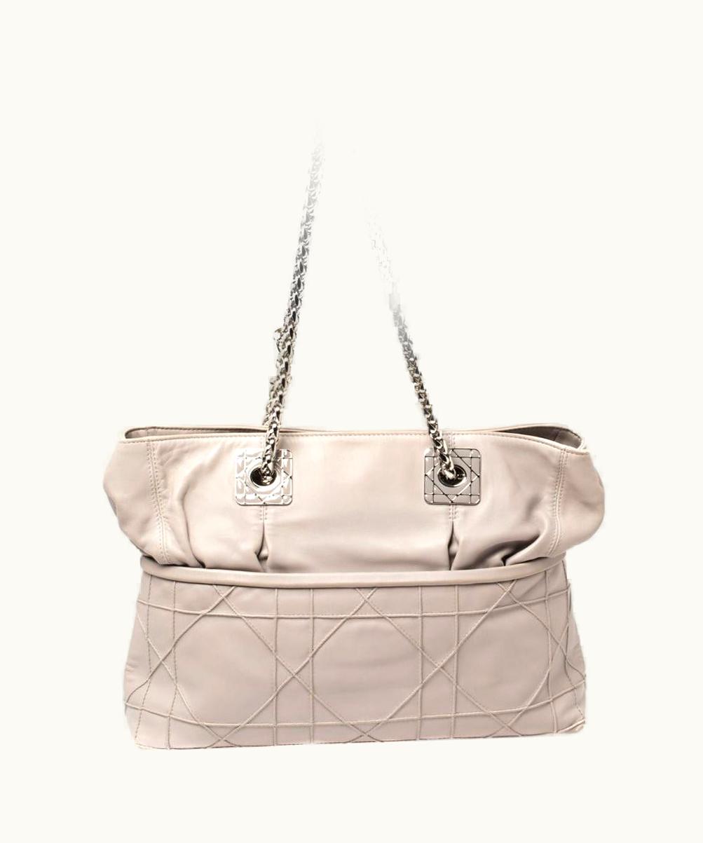 Dior Dior Light Grey Cannage Leather Granville Chain Link Tote UZ0571124