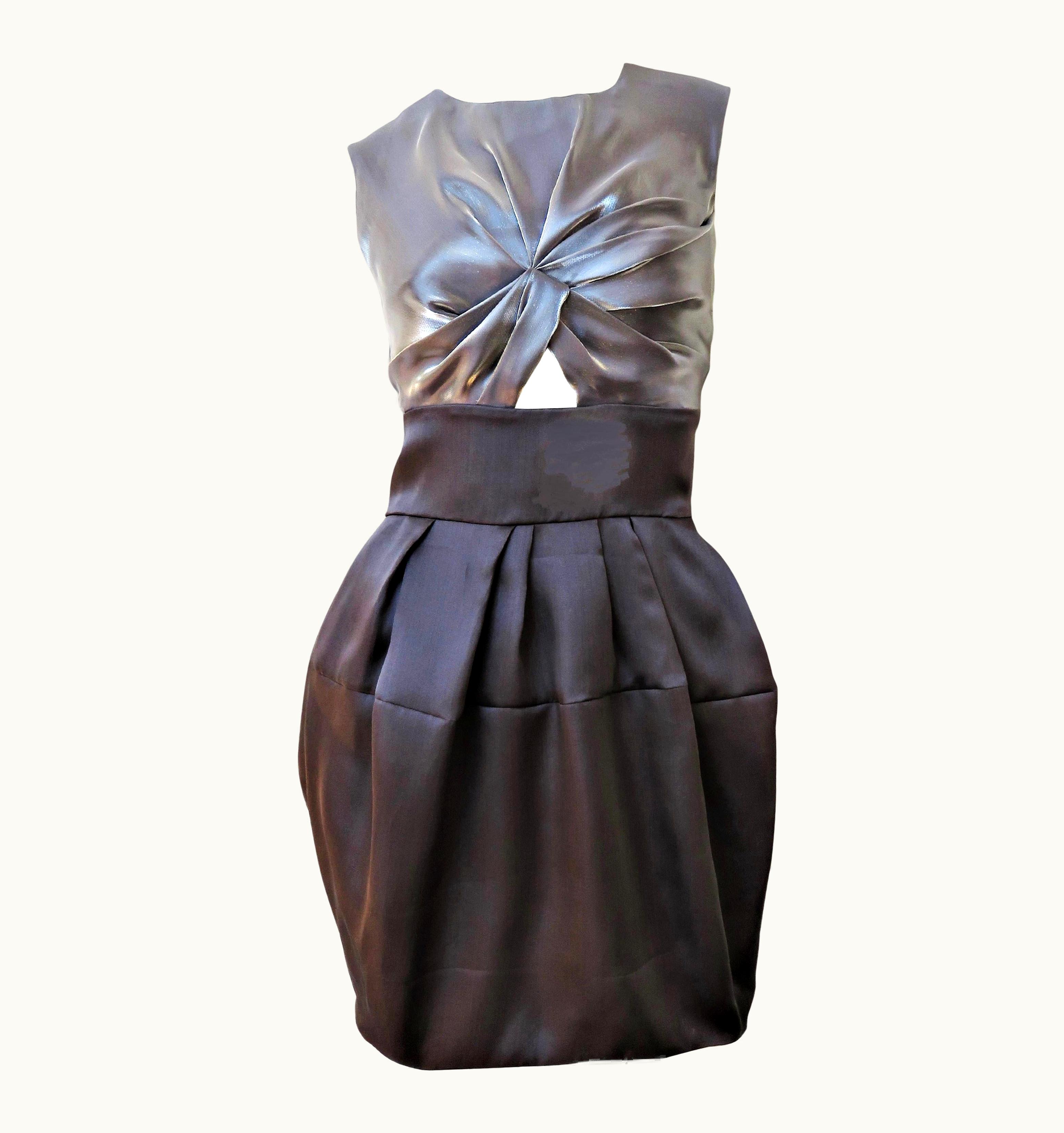 Dior Christian Dior Color Block Silk Dress With Cut Out