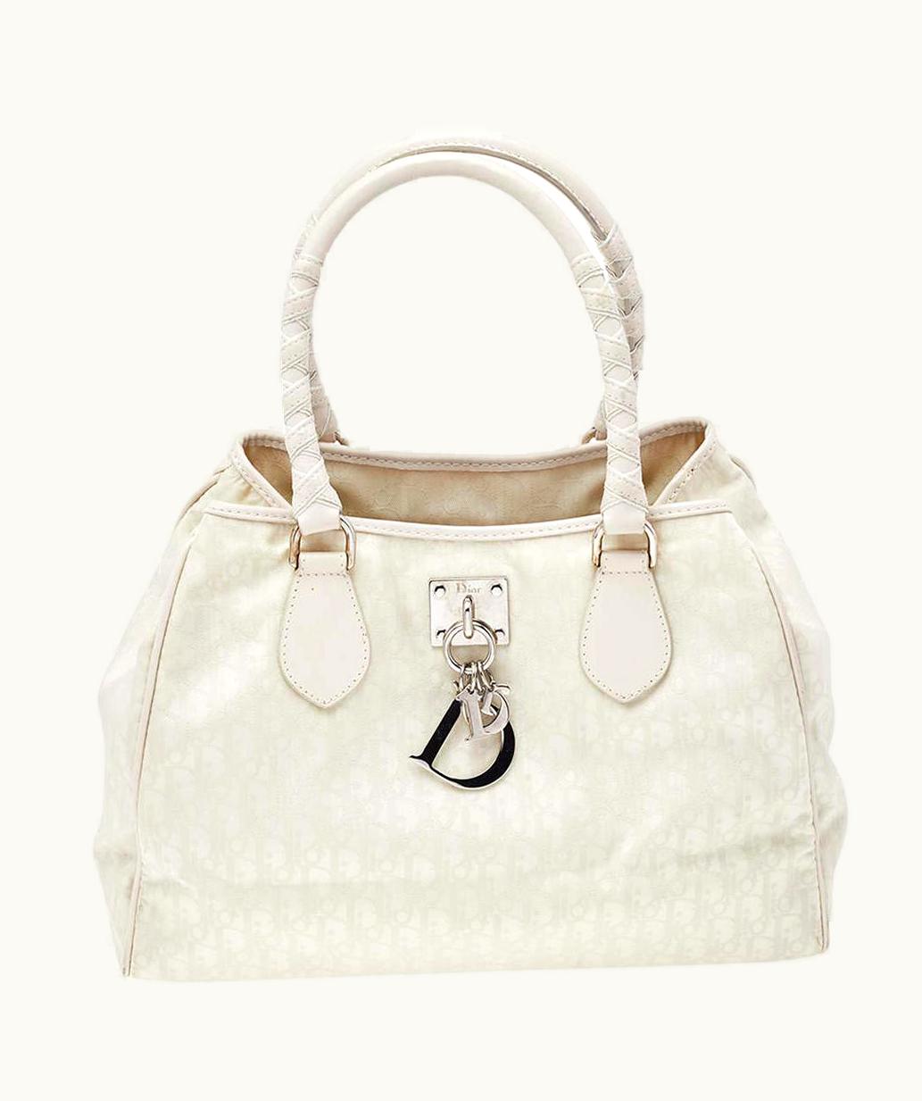 Dior Christian Dior White-Cream Canvas And Leather Diorissimo Small Lovely Tote UZ0571147