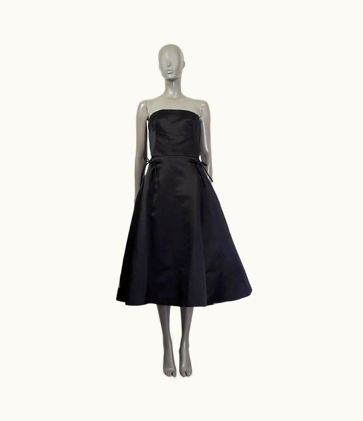 Dior Christian Dior Black Silk 2016 Bow Strapless Evening Dress