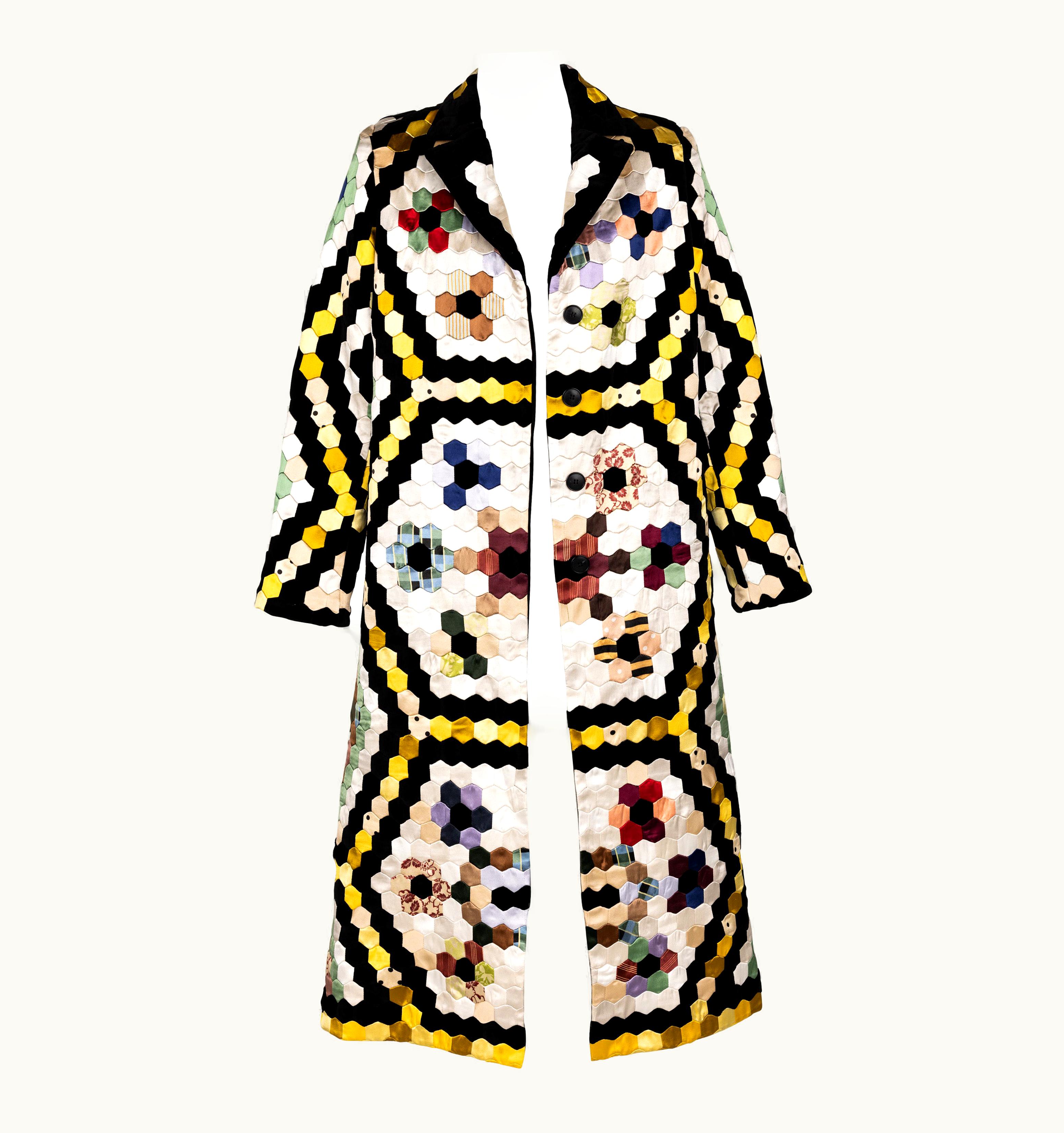 Dior Christian Dior Multi Color Silk Velvet Patchwork Coat 2017