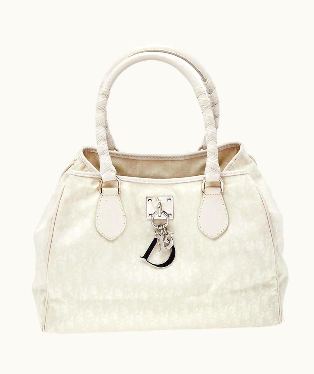 Dior Christian Dior White-Cream Canvas And Leather Diorissimo Small Lovely Tote UZ0571163