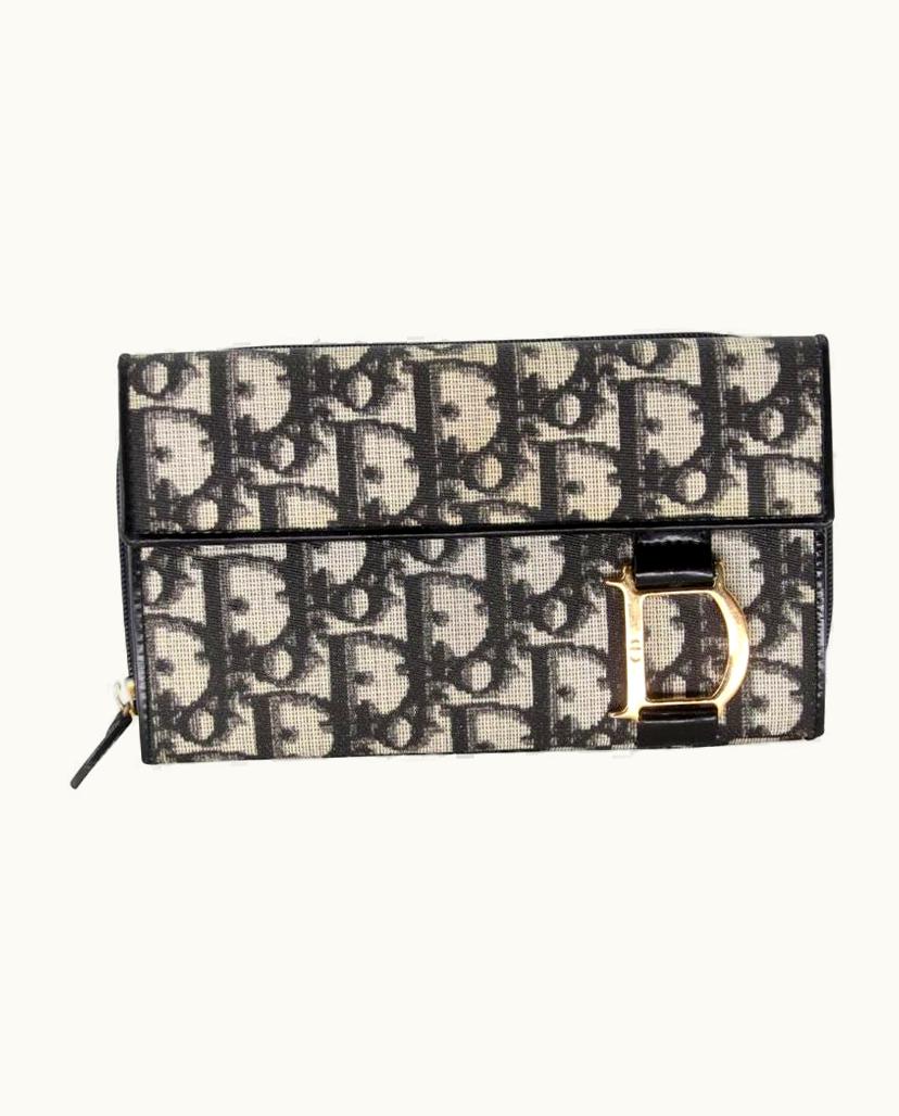 Dior Dior Monogram Oblique Canvas With Gold Charm Wallet Cd-0618n-0002
