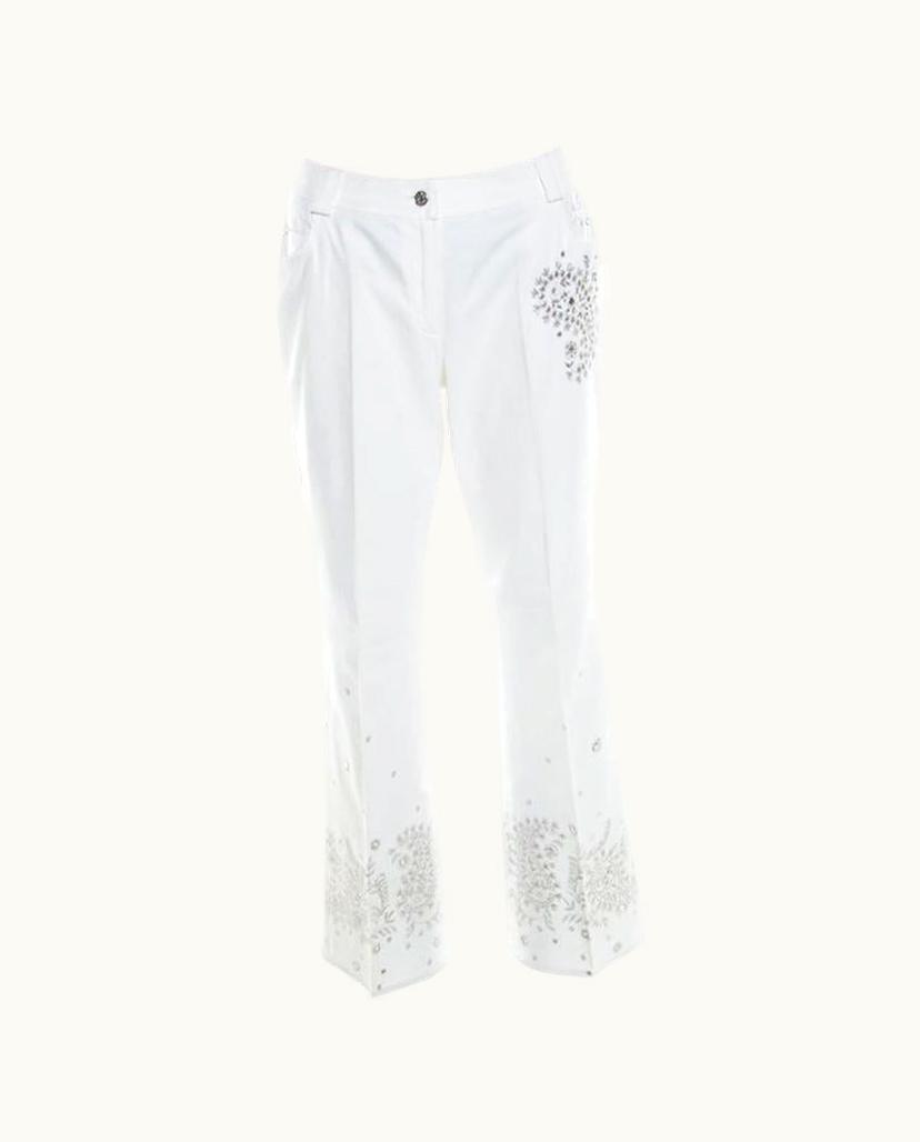 Dior Dior White Cotton Paisley Sequin Embroidered Flared Jeans
